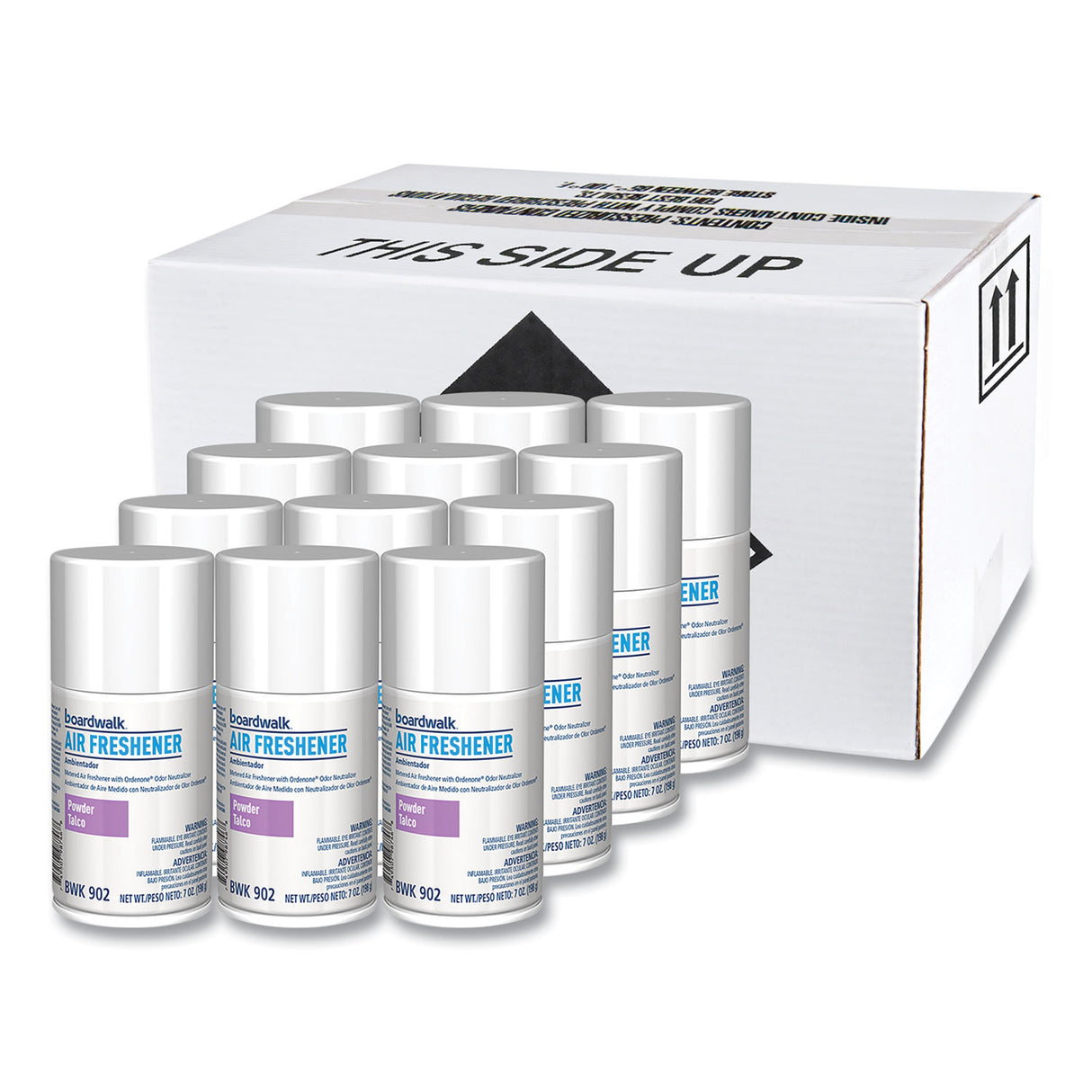 BoardwalkÂ® Metered Air Freshener Refill, Powder Mist, 12 Cans (BWK902)