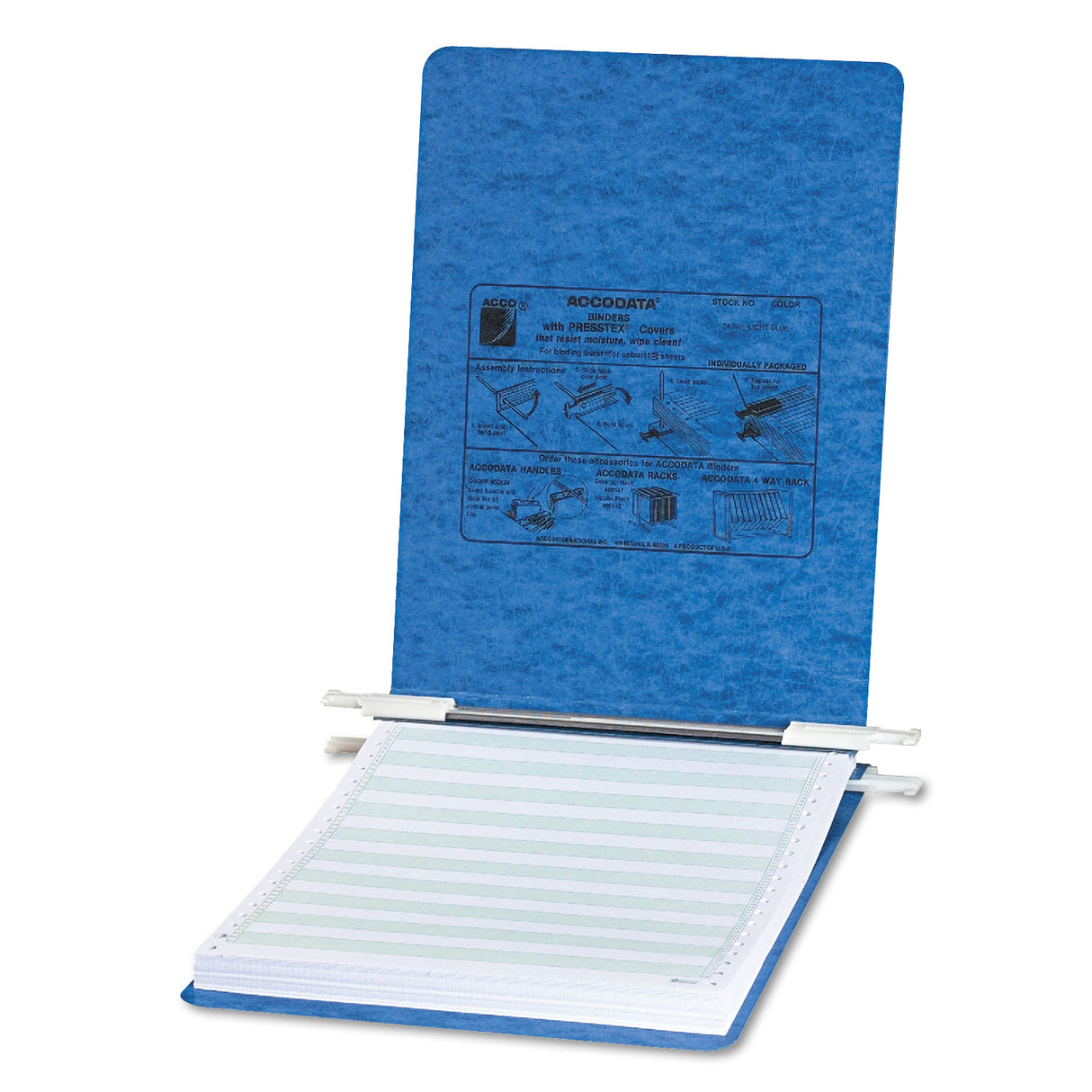 Acco PRESSTEX Covers with Storage Hooks, 2 Posts, 6" Capacity, 11 x 8.5, Light Blue (54052)