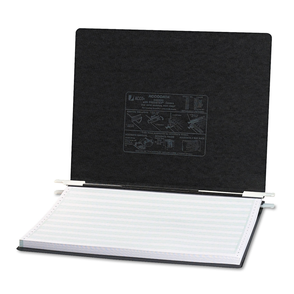 Acco PRESSTEX Covers with Storage Hooks, 2 Posts, 6" Capacity, 14.88 x 11, Black (54071)