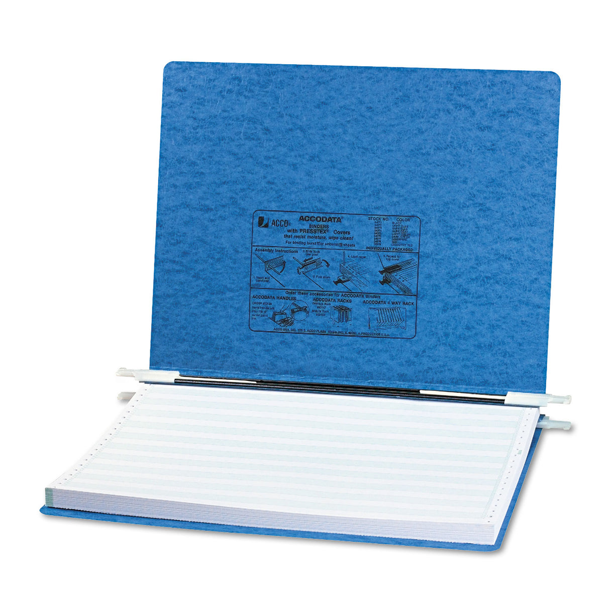 Acco PRESSTEX Covers with Storage Hooks, 2 Posts, 6" Capacity, 14.88 x 11, Light Blue (54072)