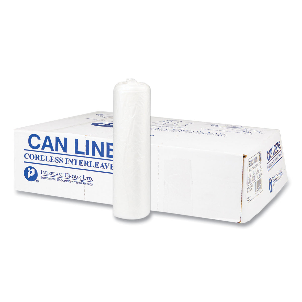 Inteplast Group High-Density Commercial Can Liners, 56 gal, 22 mic, 43" x 48", Natural, Interleaved Roll, 25 Bags/Roll, 8 Rolls/Carton (S434822N)