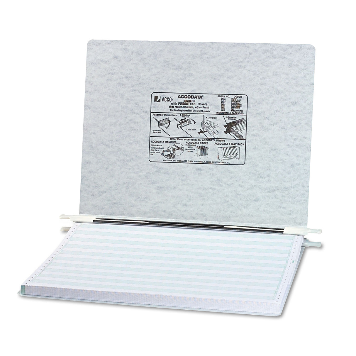 Acco PRESSTEX Covers with Storage Hooks, 2 Posts, 6" Capacity, 14.88 x 11, Light Gray (54074)