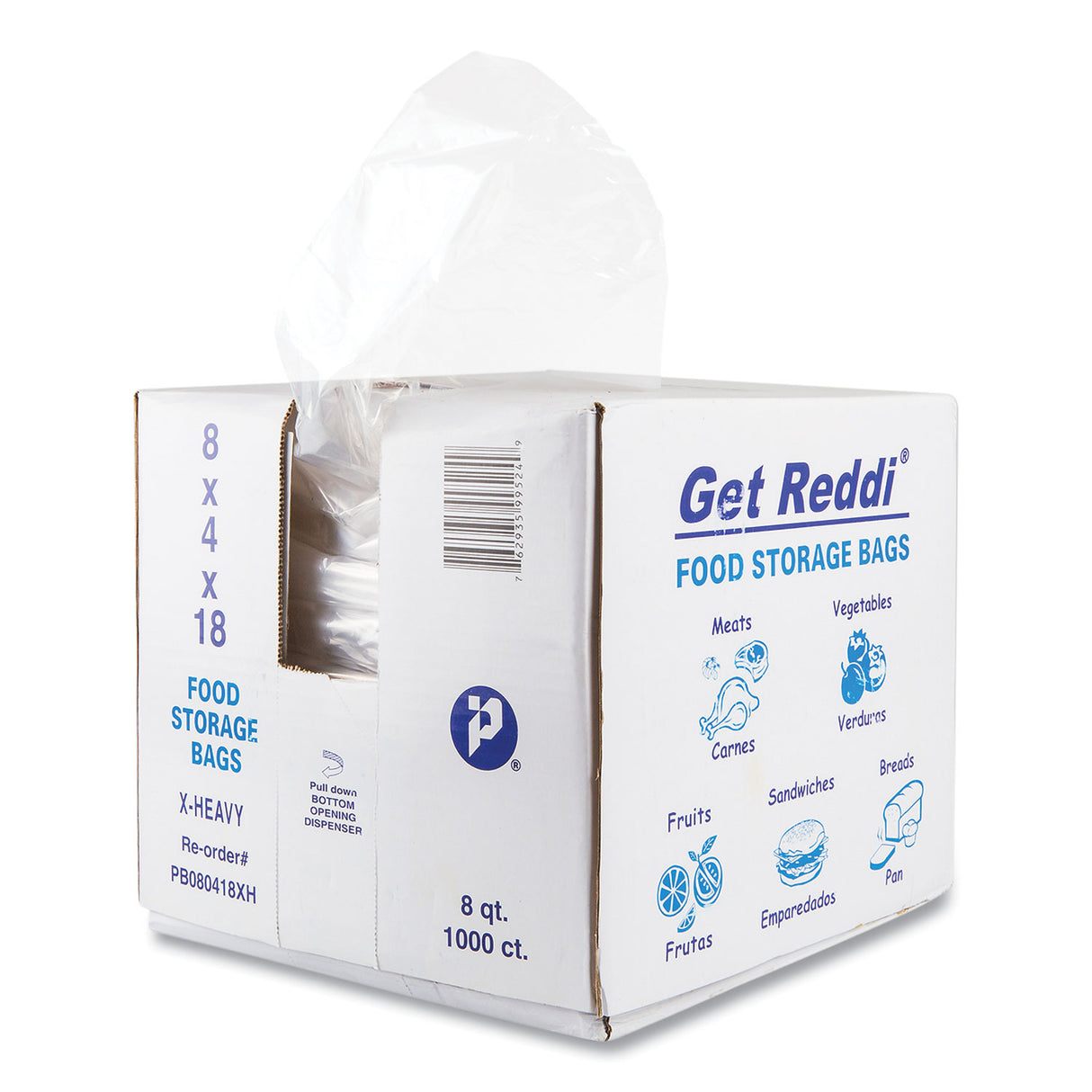 Inteplast Group Food and Utility Bags, 2 gal, 8" x 4" x 18", Clear, 1,000/Carton (PB080418XH)