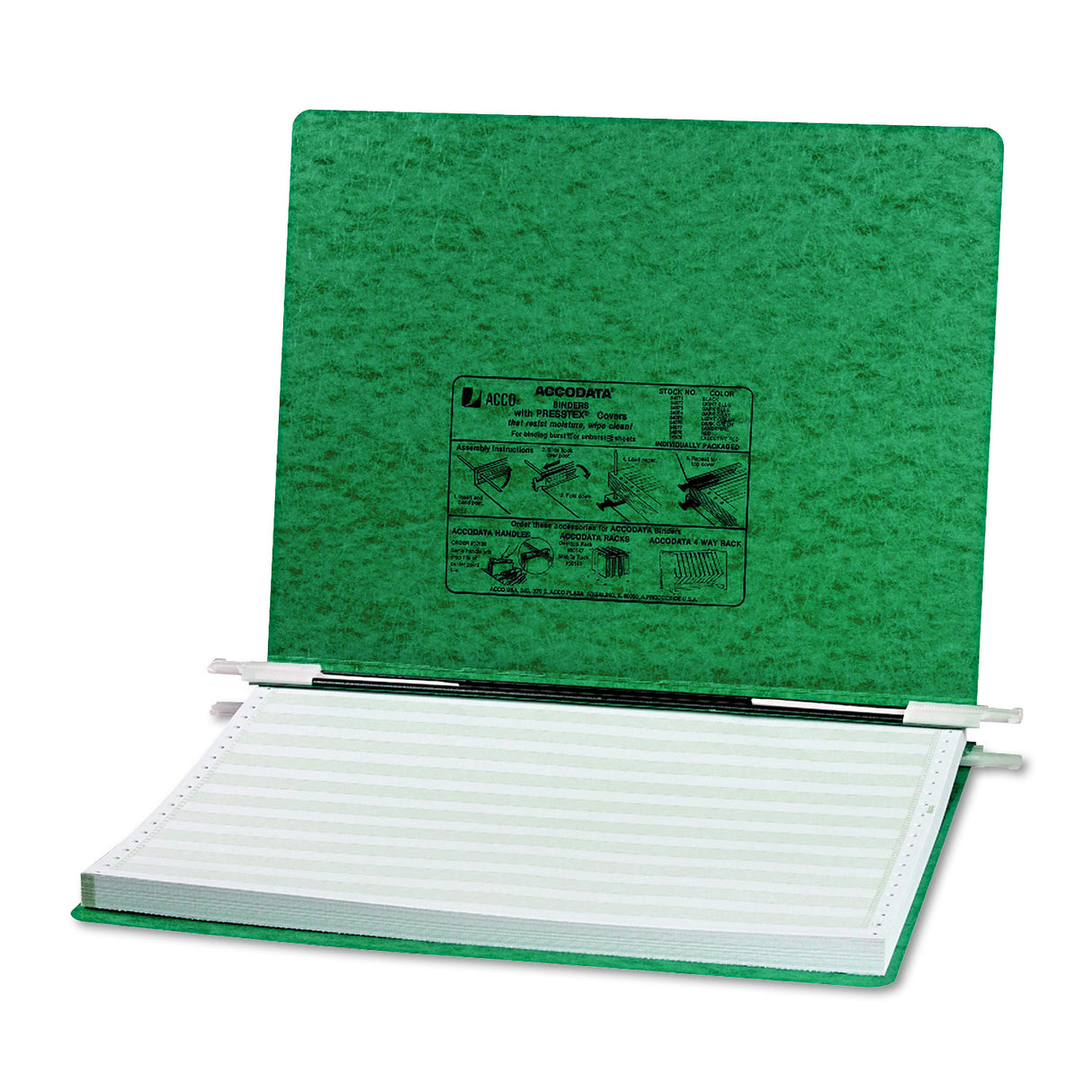 Acco PRESSTEX Covers with Storage Hooks, 2 Posts, 6" Capacity, 14.88 x 11, Dark Green (54076)