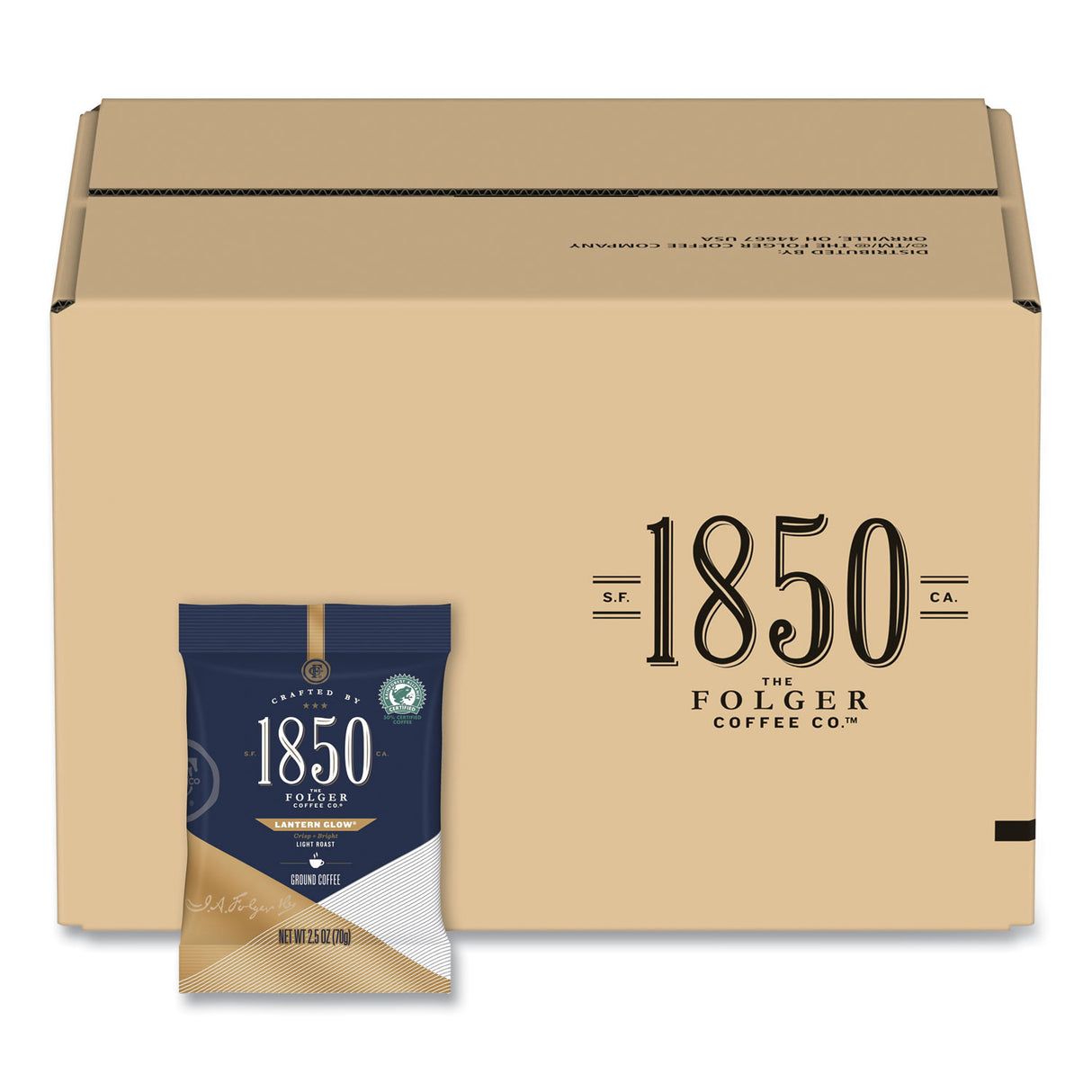 1850 Coffee Fraction Packs, Lantern Glow, Light Roast, 2.5 oz Pack, 24 Packs/Carton (21510)