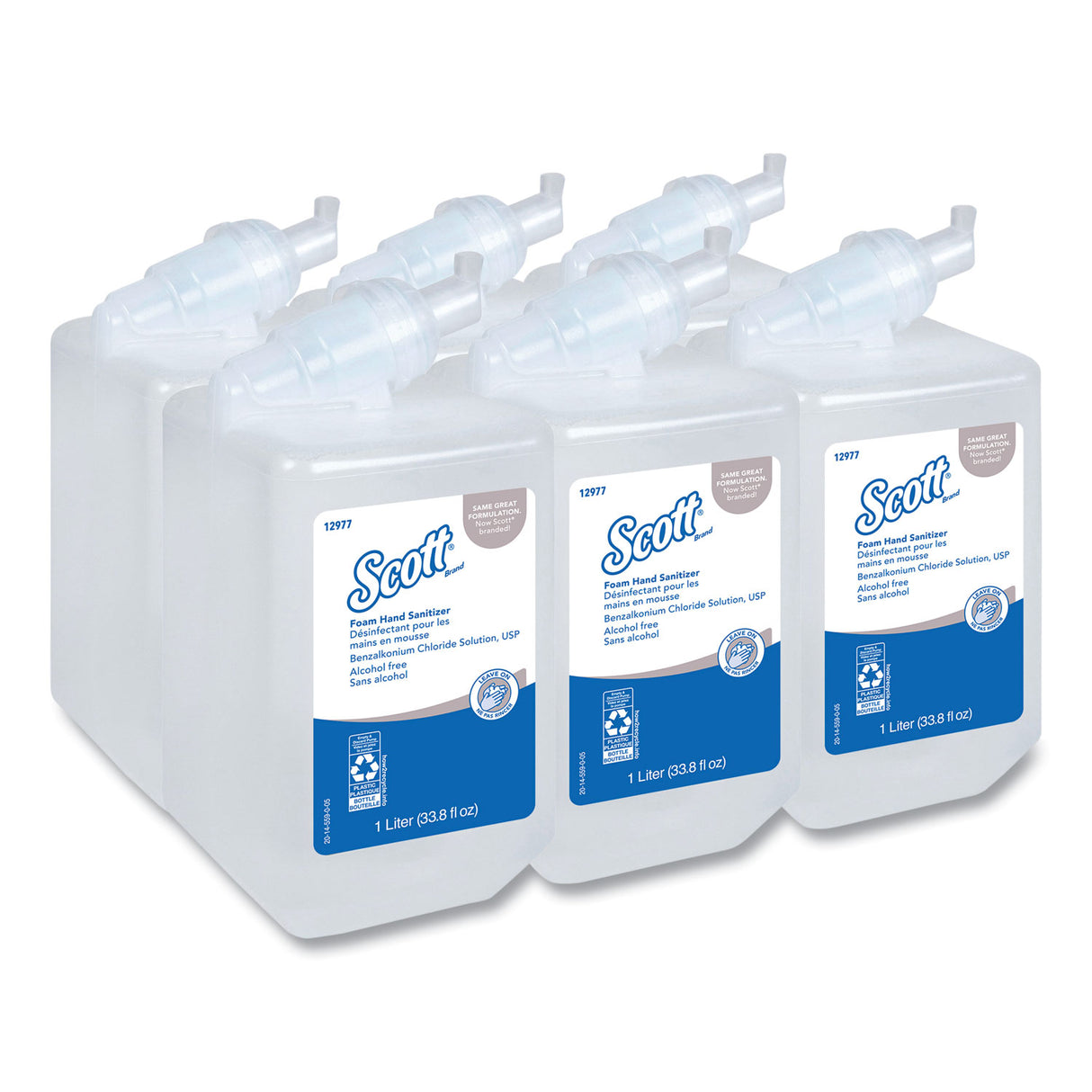 Scott Essential Alcohol-Free Foam Hand Sanitizer, 1,000 mL Cassette, Unscented, 6/Carton (12977)