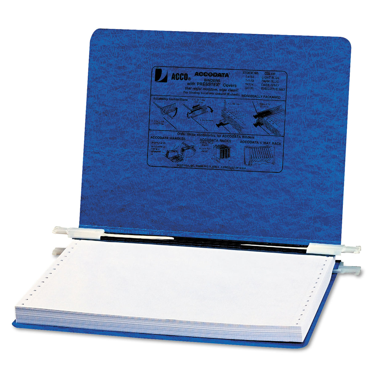 Acco PRESSTEX Covers with Storage Hooks, 2 Posts, 6" Capacity, 12 x 8.5, Dark Blue (54133)