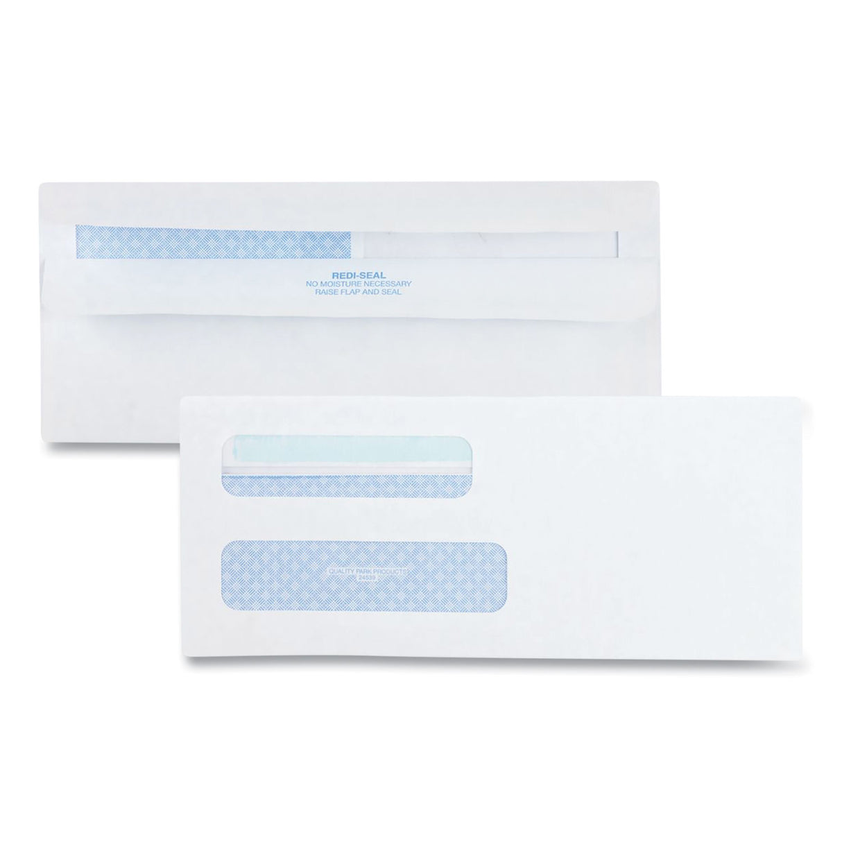 Quality Park Double Window Redi-Seal Security-Tinted Envelope, #8 5/8, Commercial Flap, Redi-Seal Closure, 3.63 x 8.63, White, 500/Box (24539)