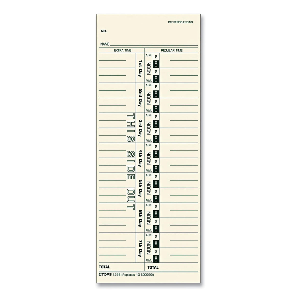 TOPS Time Clock Cards, Replacement for 10-800292, One Side, 3.5 x 9, 500/Box (1256)