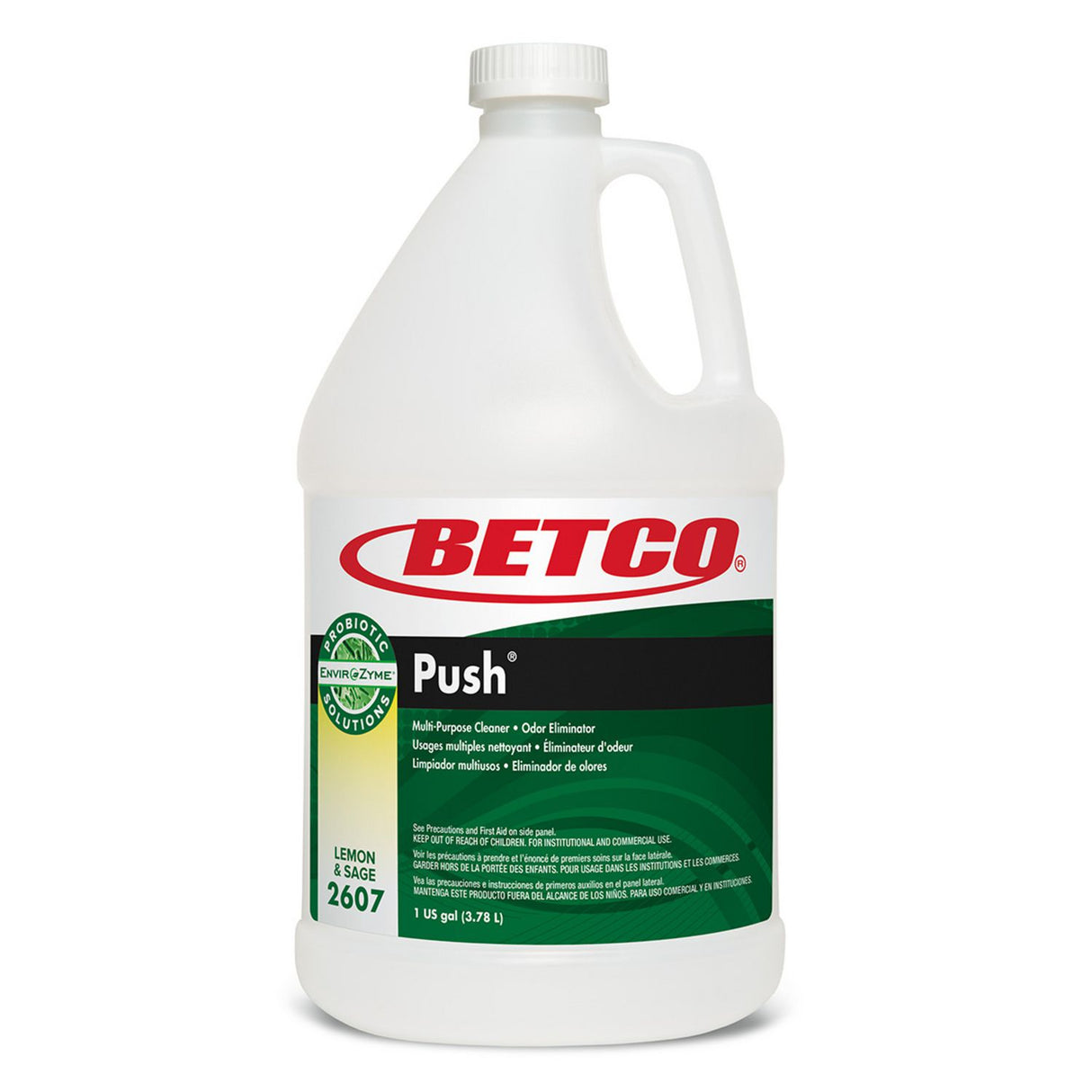 Betco Green Earth Push Enzyme Multipurpose Cleaner, Lemon and Sage Scent, 1 gal Bottle, 4/Carton (26070400)