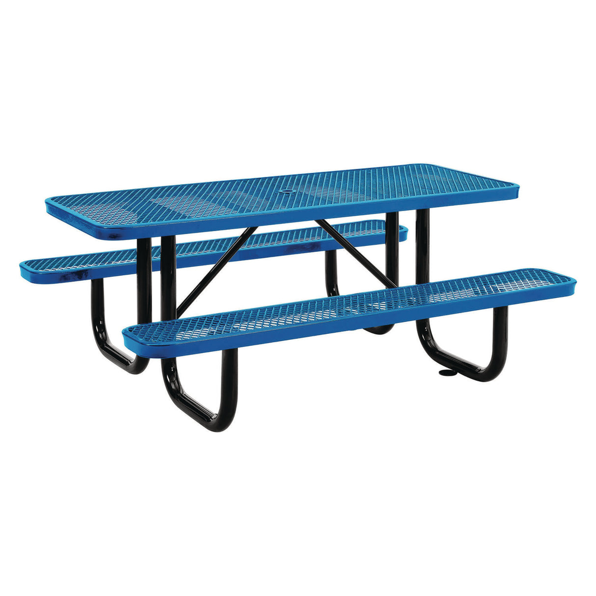Global Industrial Expanded Steel Picnic Table, Rectangular, 72 x 62 x 29.5, Blue Top, Blue Base/Legs (277152BL)