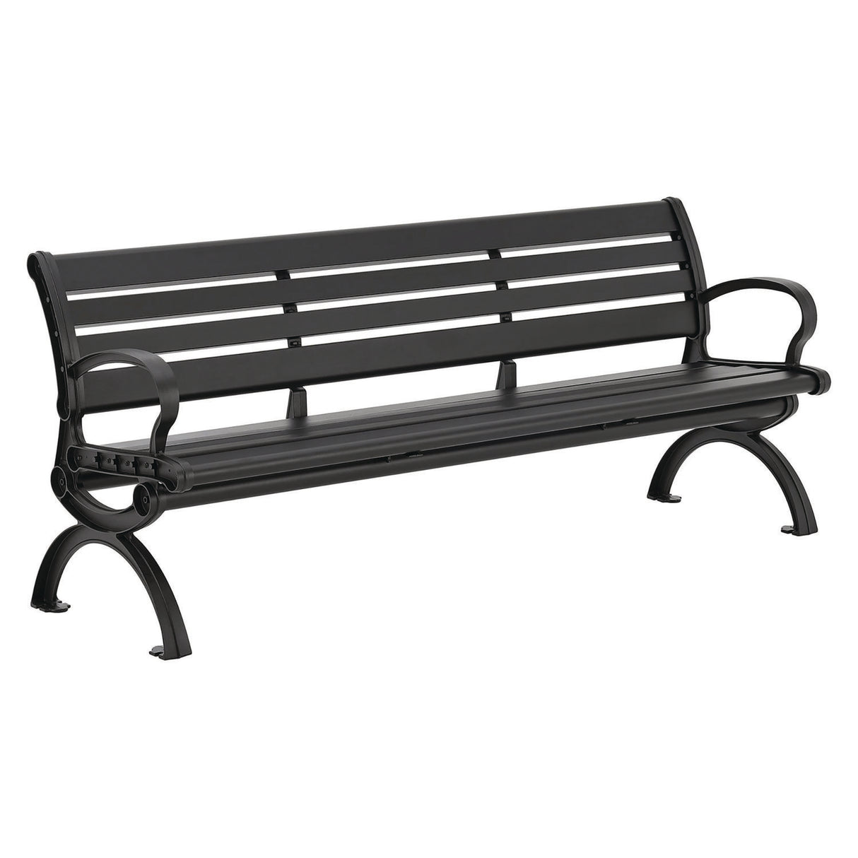 Global Industrial Aluminum Bench with Back, 73 x 22.75 x 30.75, Black (436978BK)