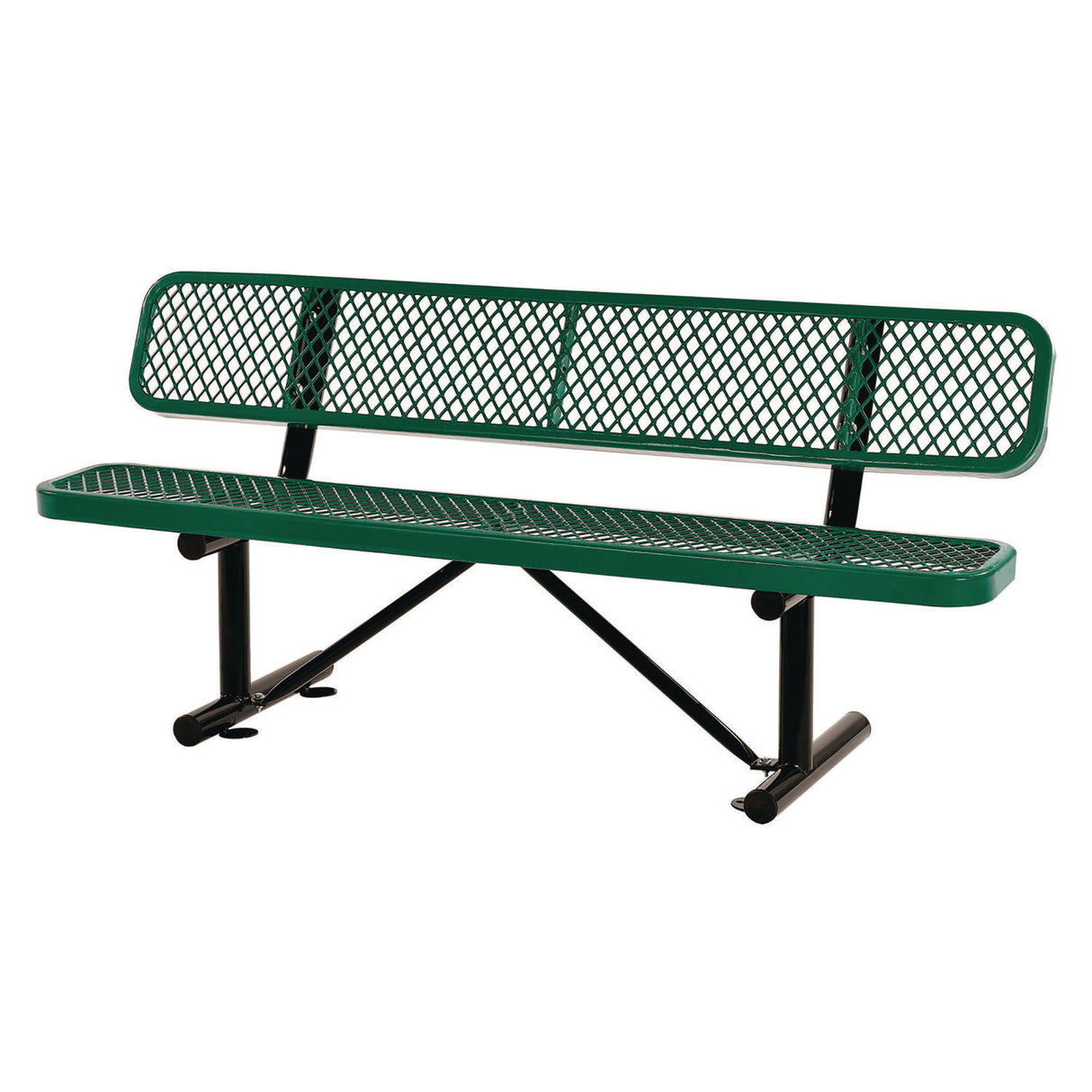 Global Industrial Expanded Steel Bench With Back, 72 x 24 x 33, Green (277154GN)