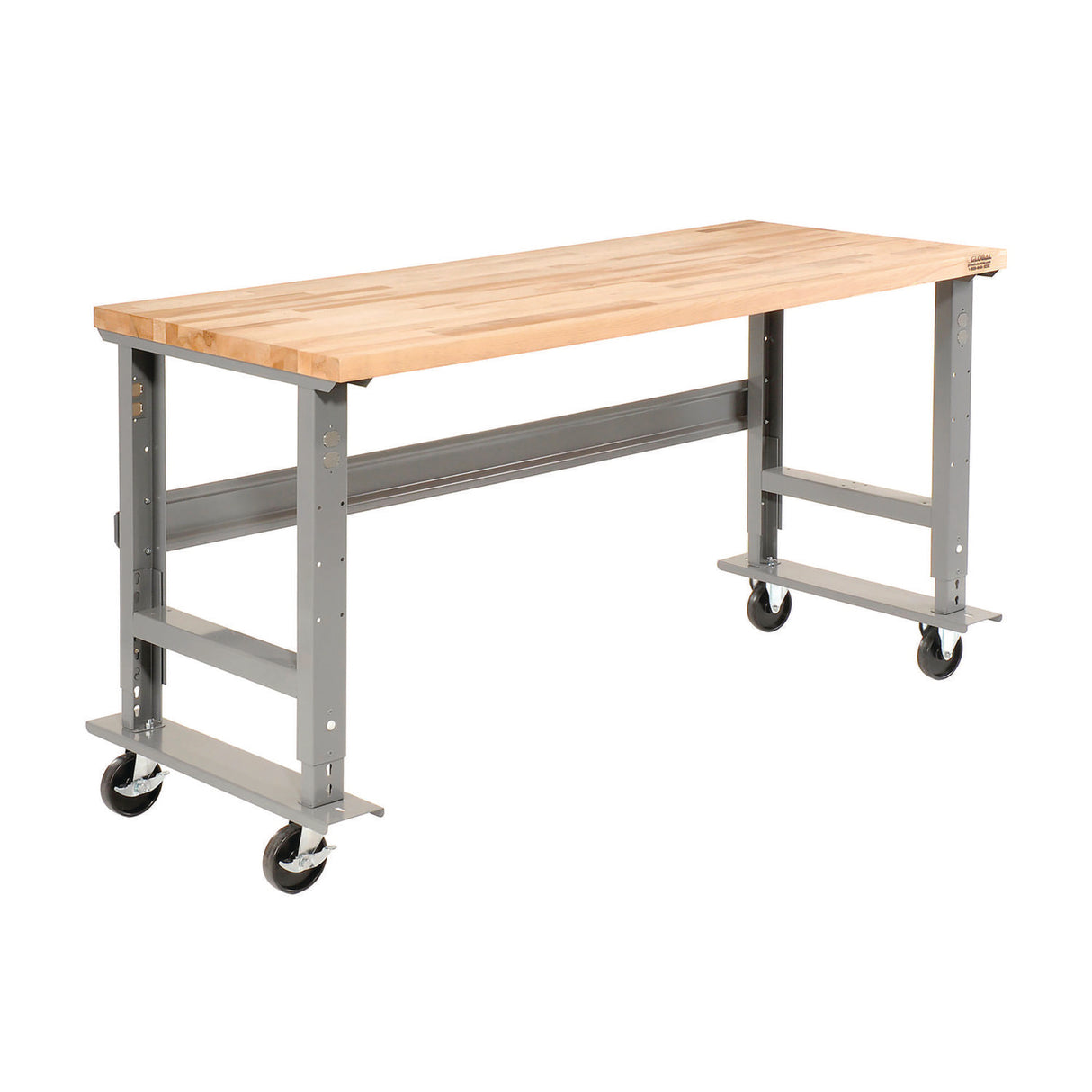 Global Industrial Light Duty Butcher Block Top Adjustable Height Workbench, 800 lbs, 60 x 30 x 36 to 43, Gray (183166A)