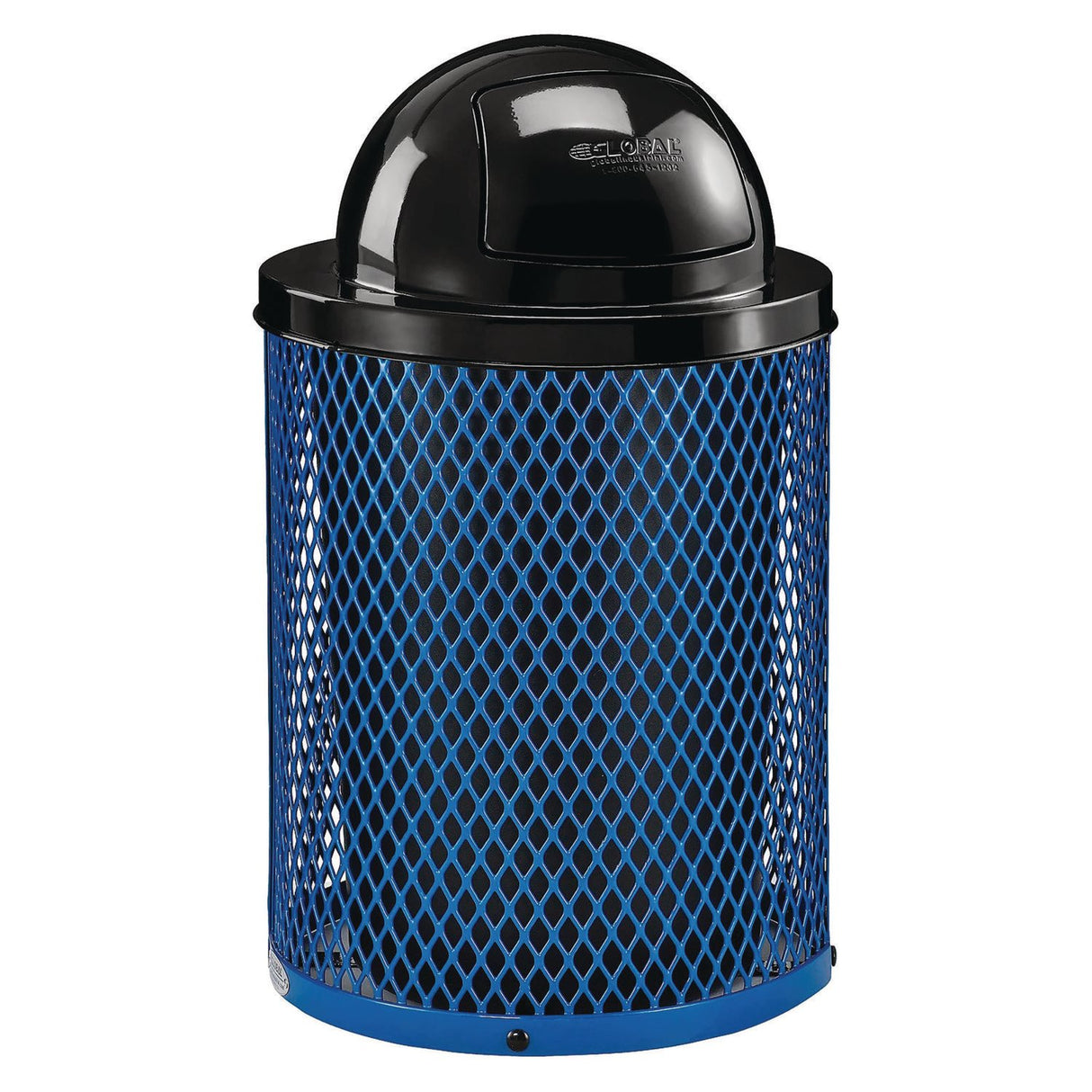 Global Industrial Outdoor Diamond Steel Trash Can, 36 gal, Dome Lid, Blue (261948BL)