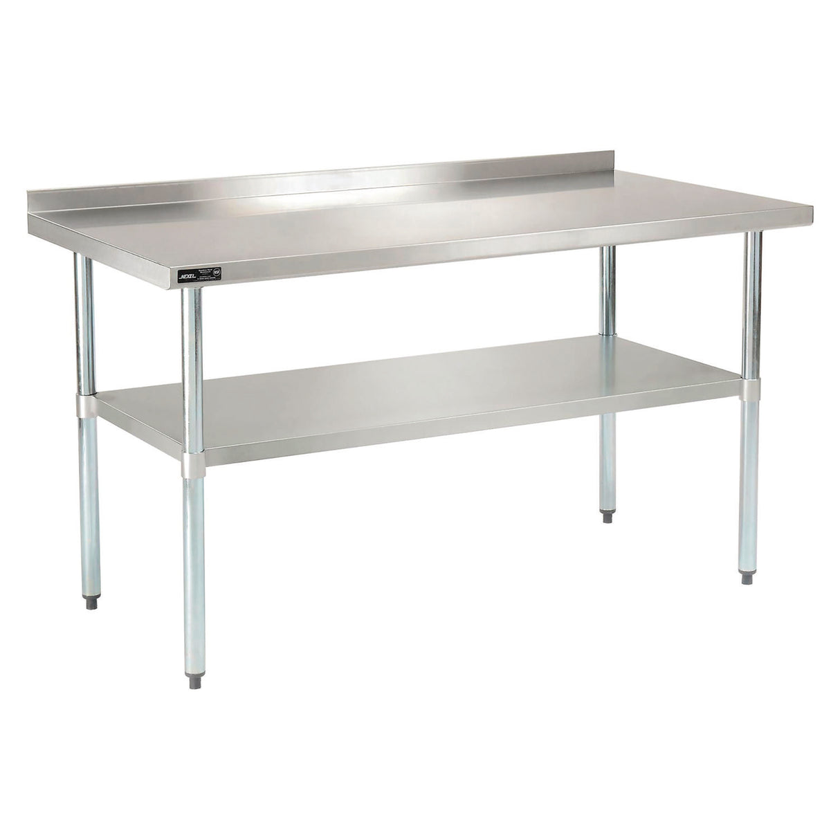 Global Industrial Work Table with Undershelf with Backsplash, Rectangular, 60 x 30 x 35, Silver Top, Silver Base/Legs (319060)