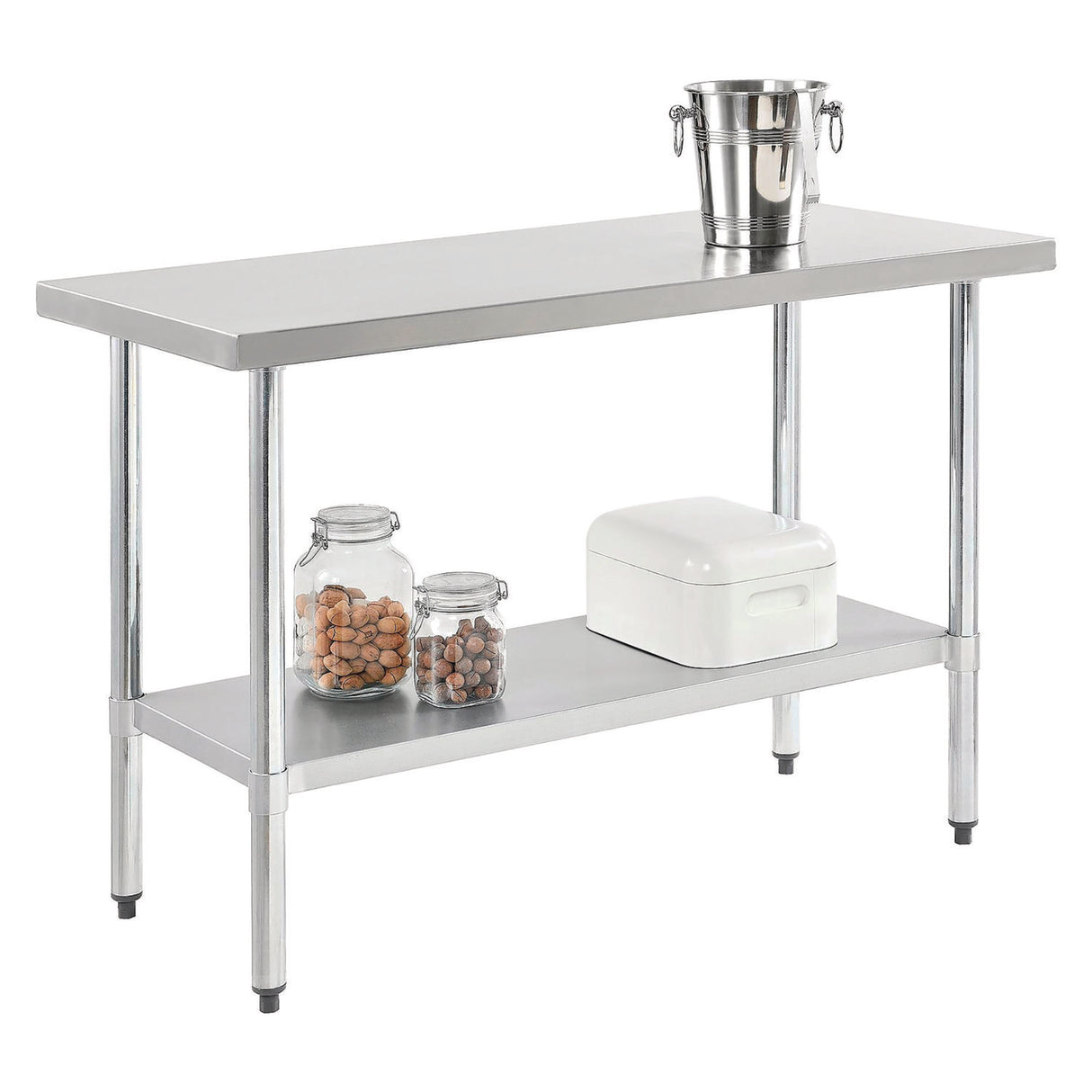 Global Industrial Work Table with Undershelf, Rectangular, 48 x 24 x 35, Silver Top, Silver Base/Legs (319055)