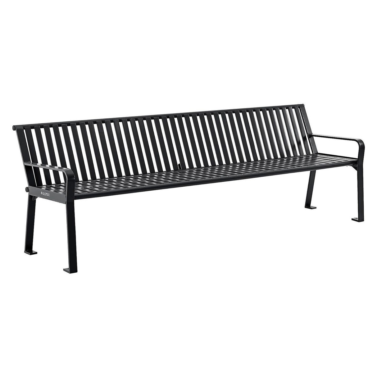 Global Industrial Steel Slat Benches with Back, 96 x 26 x 31, Black (694855BKKD)