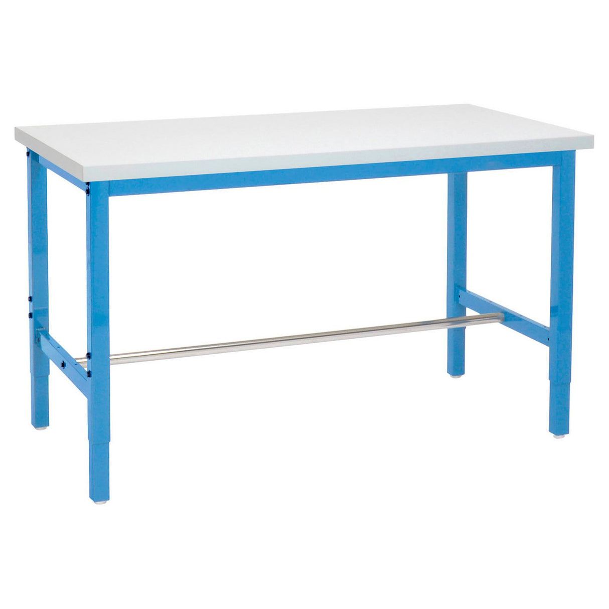 Global Industrial Adjustable Height Heavy Duty Workbenches, 5,000 lbs, 60 x 30 x 31.63 to 43.63, White/Blue (606976BL)