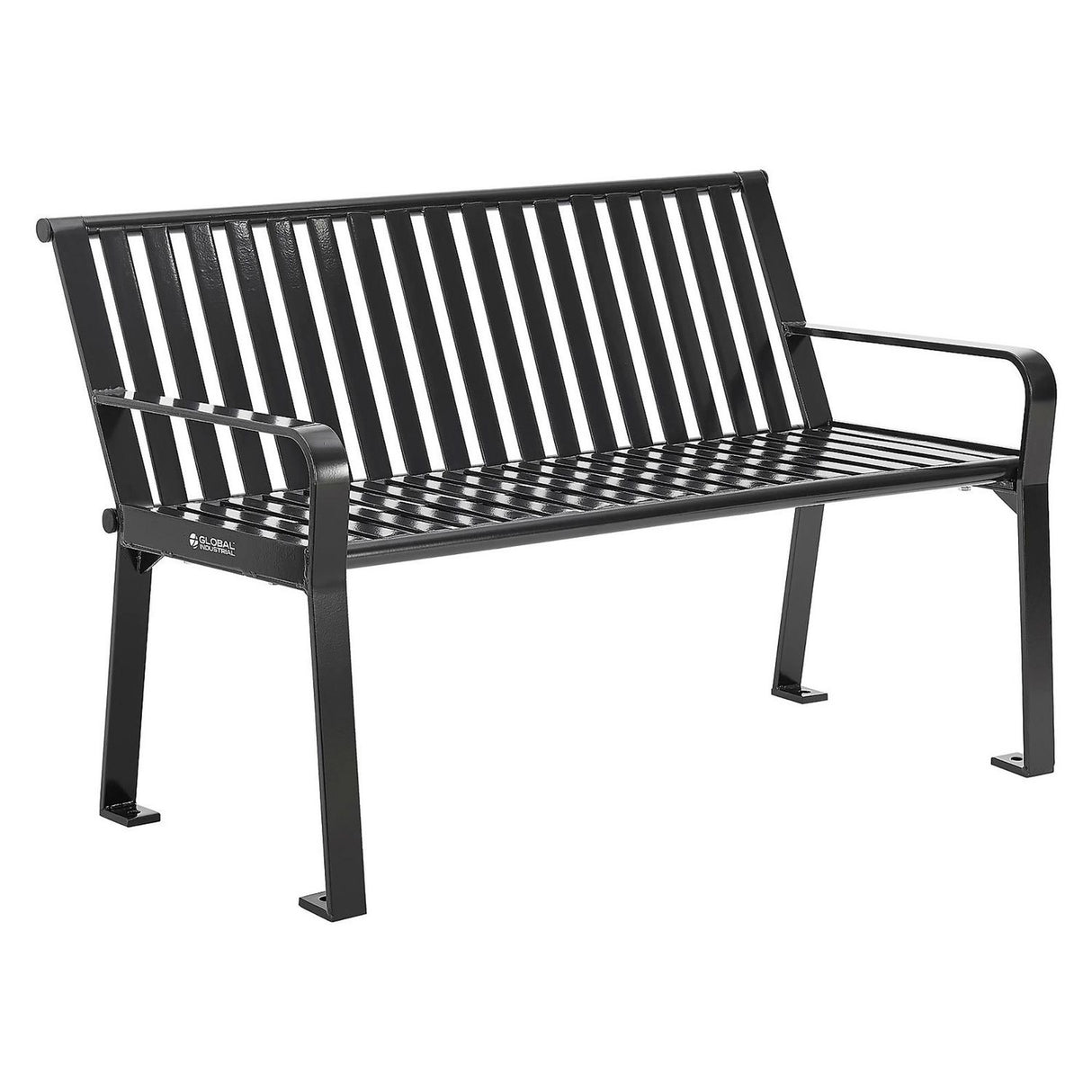 Global Industrial Steel Slat Benches with Back, 48 x 27 x 31, Black (694853BKKD)