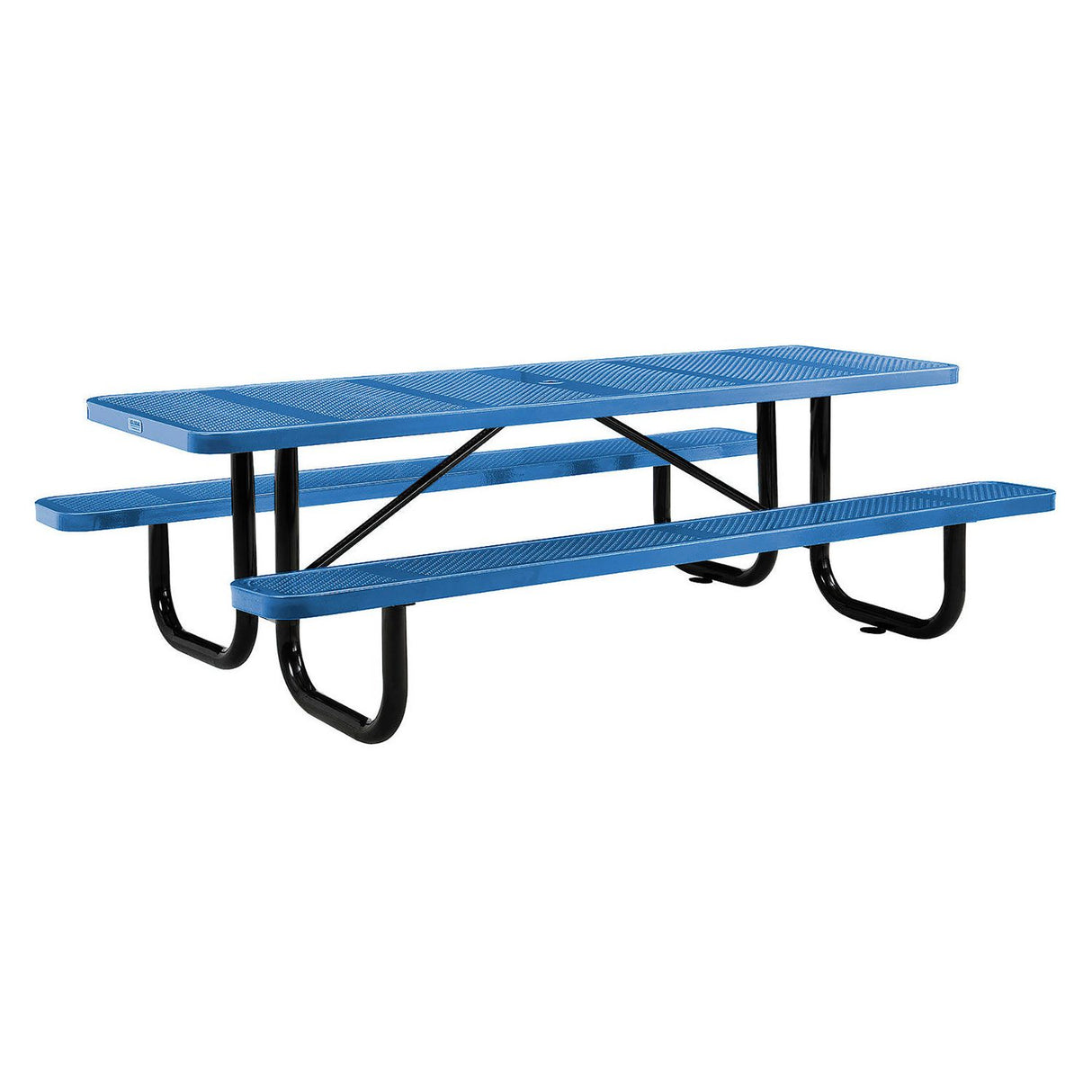 Global Industrial Perforated Steel Picnic Table, Rectangular, 72 x 62 x 29.5, Blue Top, Blue Base/Legs (694555BL)