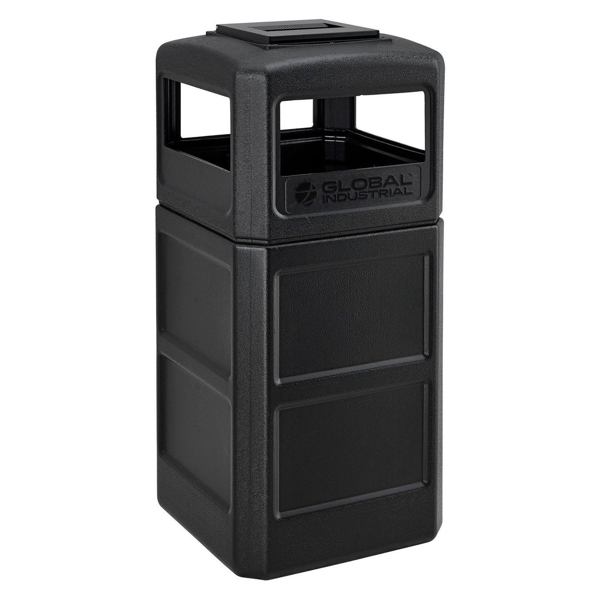 Global Industrial Square Plastic Waste Receptacle, Ashtray Lid with Open Sides, 42 gal, Black (641540BK)