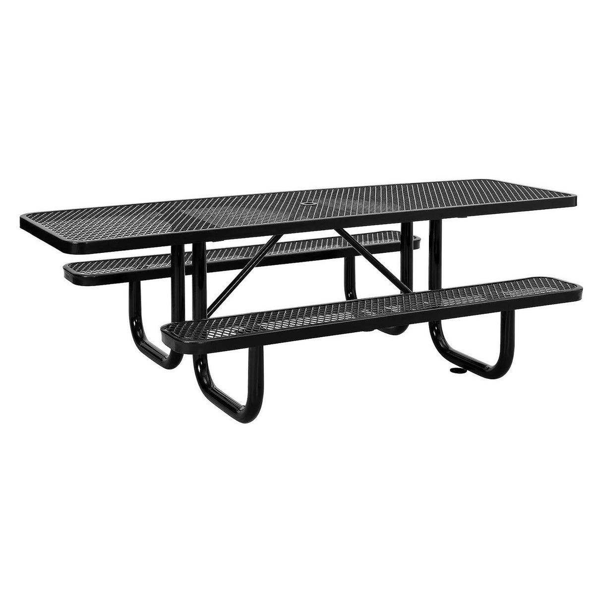 Global Industrial ADA Compliant Expanded Steel Picnic Table, Rectangular, 96 x 60 x 29.5, Black Top and Base (695289BK)