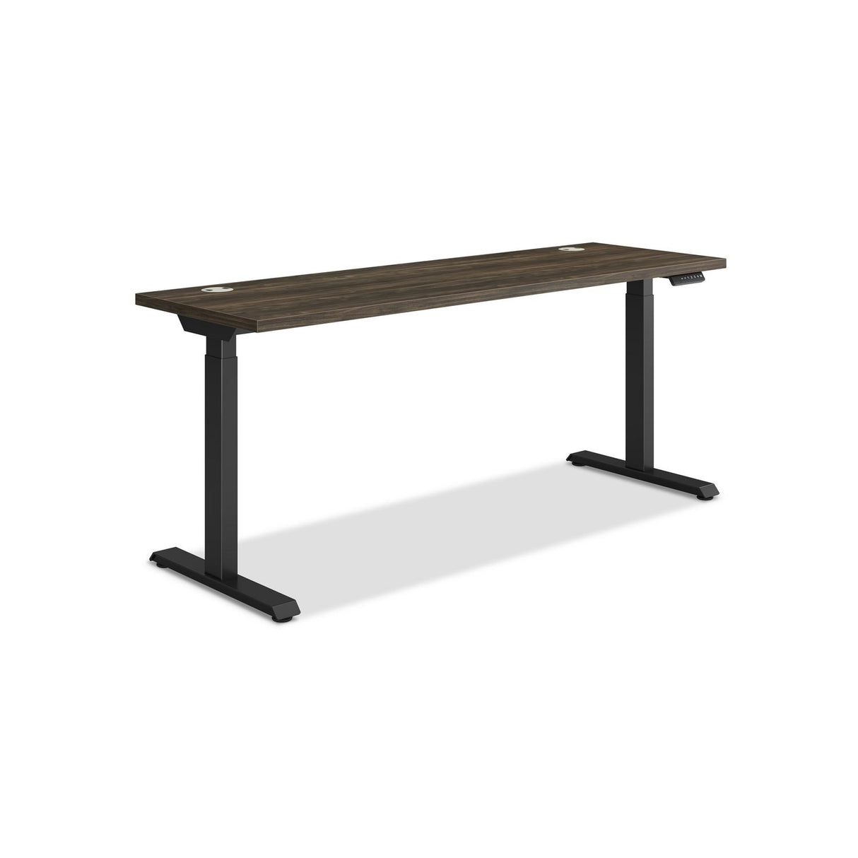 HON Coordinate Height Adjustable Desk Bundle 2-Stage, 70" x 22" x 27.75" to 47", Florence WalnutBlack (HAT2SFLB2270)