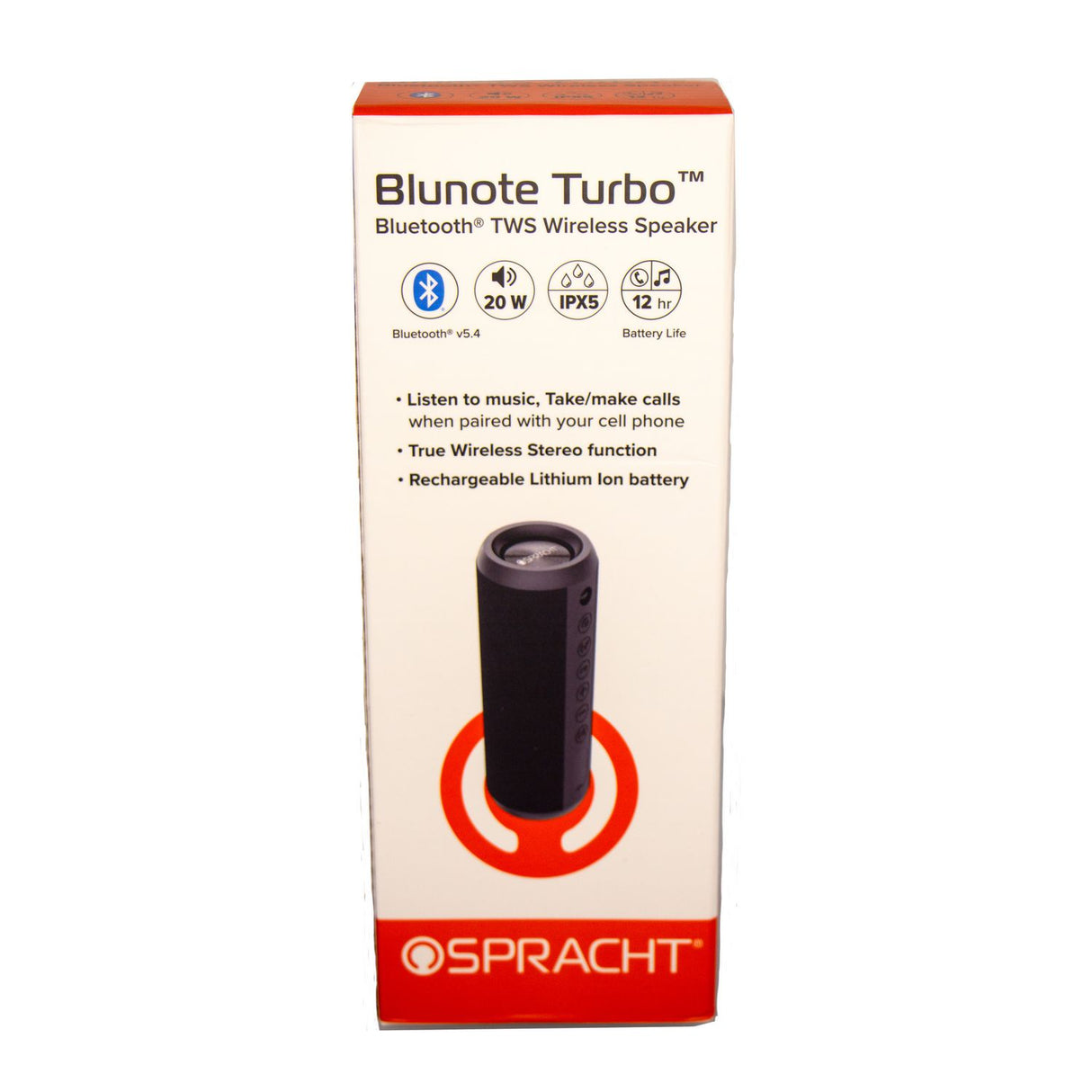 Spracht Blunote Turbo Wireless Speaker, Bluetooth, Black (WS5010)