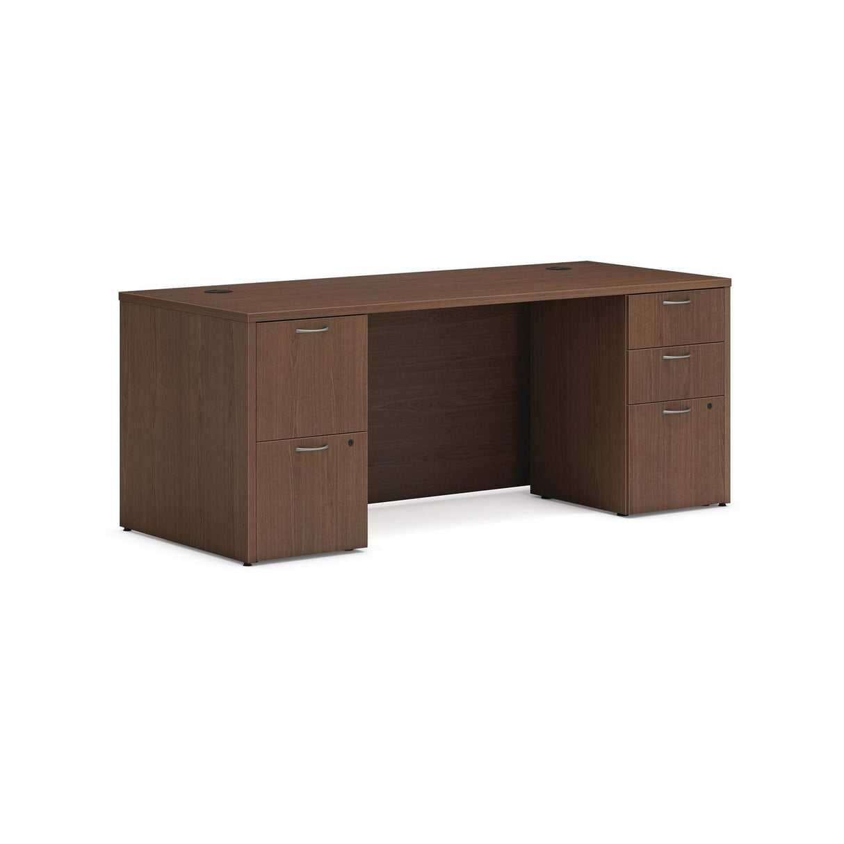 HON Mod Double Pedestal Desk Bundle, 72" x 30" x 29", Sepia Walnut (MOD008)