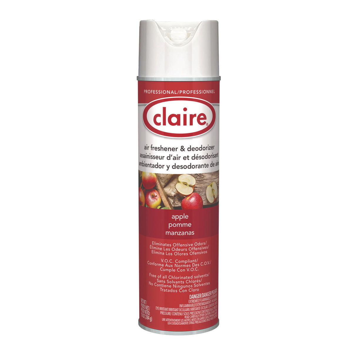 Claire Aerosol Air Freshener and Deodorizer, Apple, 10 oz Aerosol Spray, 12/Carton (161)