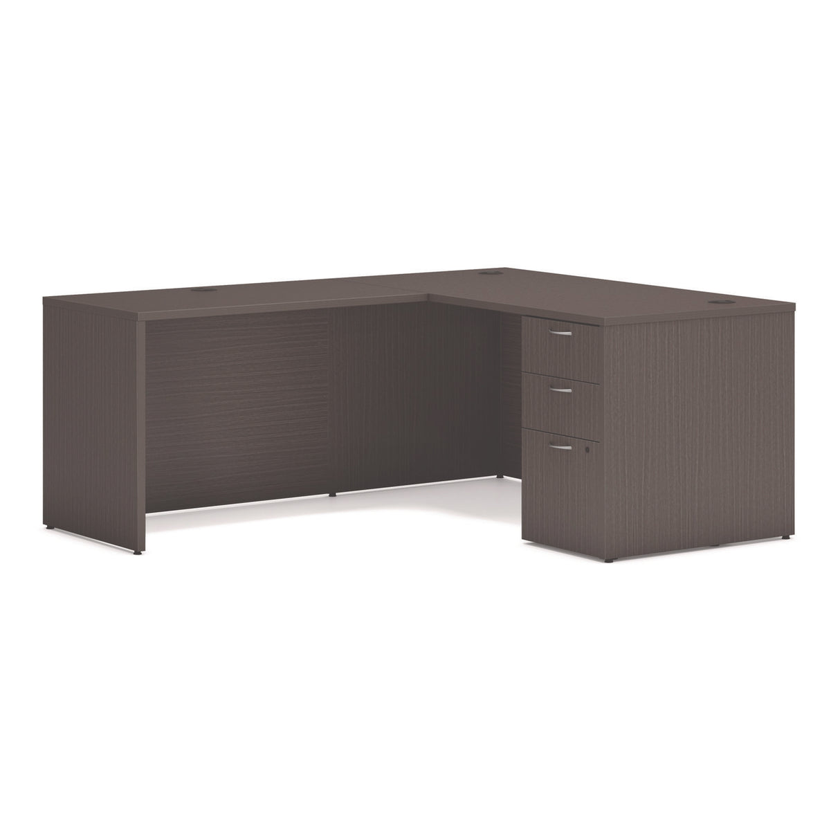HON Mod L-Station Single Pedestal Desk Bundle, 60" x 72" x 29", Slate Teak (MOD192)