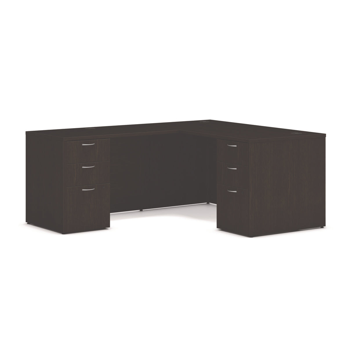 HON Mod L-Station Double Pedestal Desk Bundle, 60" x 72" x 29", Java Oak (L6072L2BBFJA)