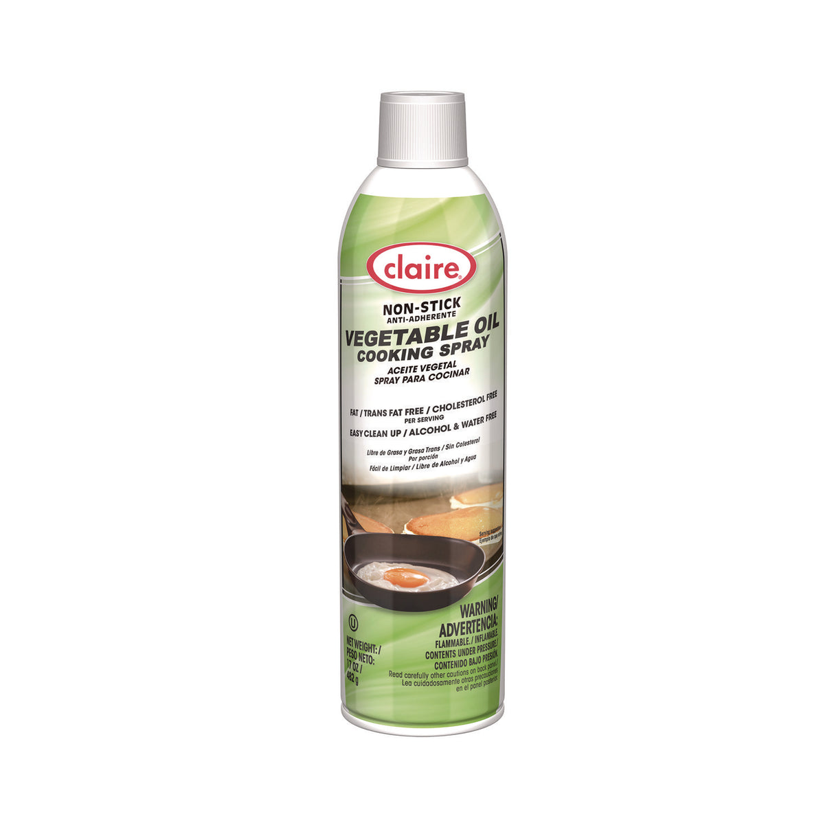 Claire Vegetable Oil Cooking Spray, 17 oz Aerosol Spray Can, 6/Carton (829)