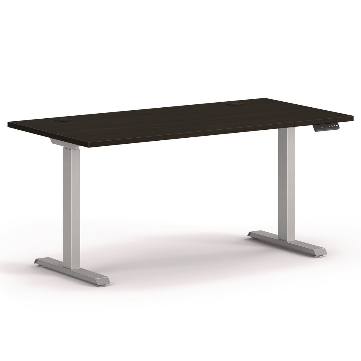 HON Mod Height Adjustable Desk Bundle, 60" x 30" x 27.5" to 46.75", Java Oak/Silver (MOD056)
