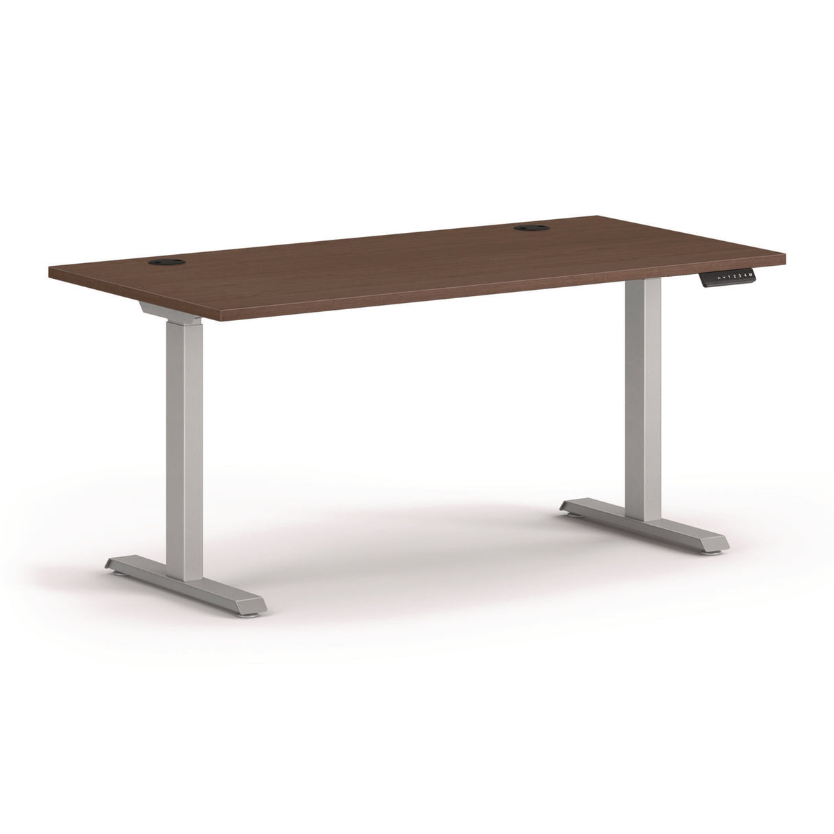 HON Mod Height Adjustable Desk Bundle, 60" x 30" x 27.5" to 47.75", Sepia Walnut/Silver (MOD053)