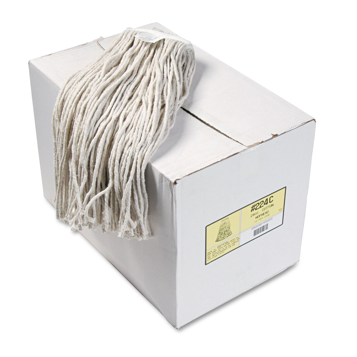 BoardwalkÂ® Cut-End Wet Mop Heads, Cotton, 24 oz, White, 12 Mop Heads (BWK224CCT)