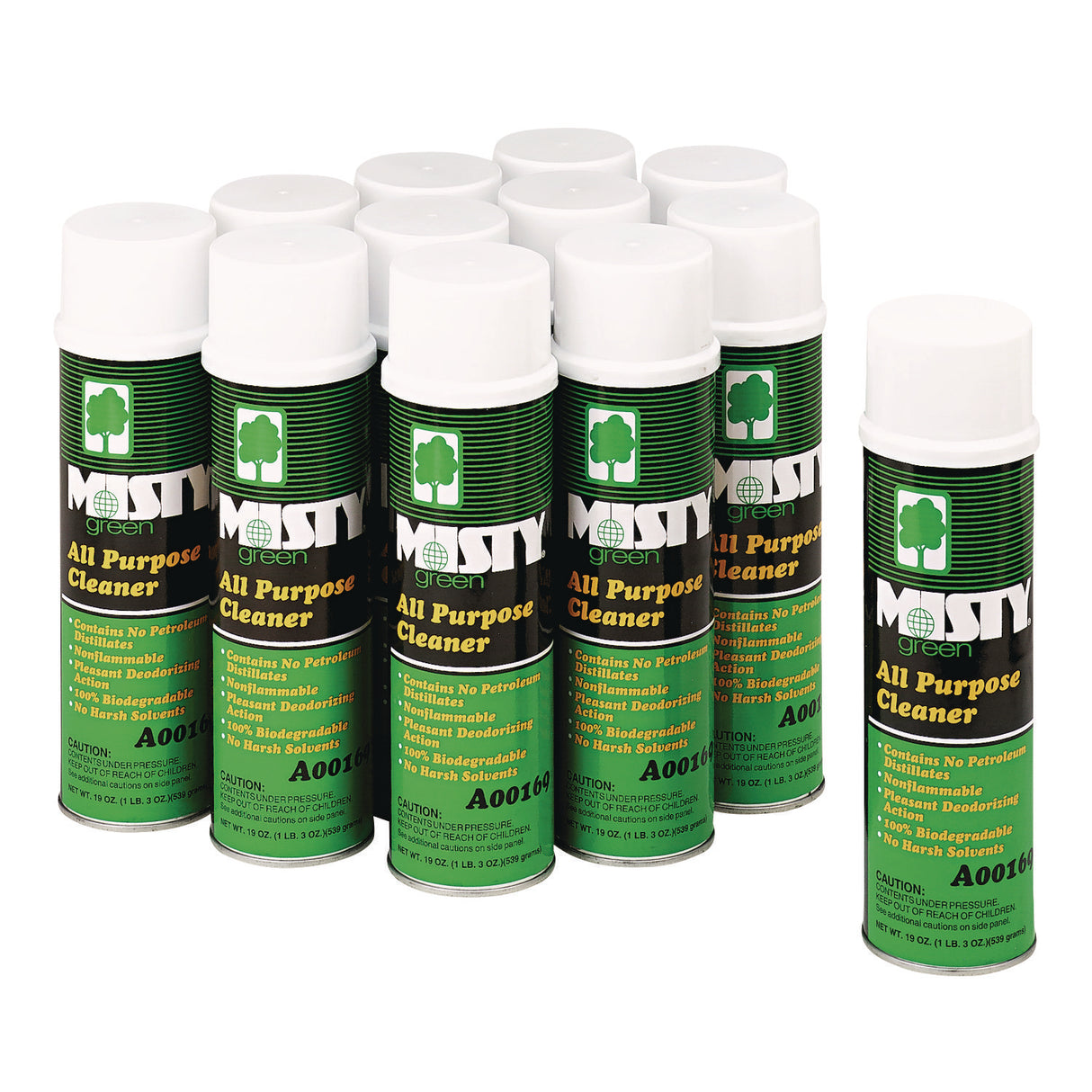 Misty Green All-Purpose Cleaner, Citrus Scent, 19 oz Aerosol Spray, 12/Carton (1001583)