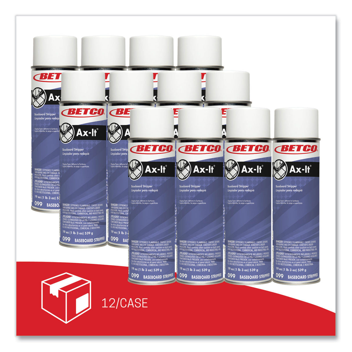 Betco Ax-It Aerosol Baseboard Stripper, Sassafras Scent, 19 oz Aerosol Spray, 12/Carton (0992300CT)