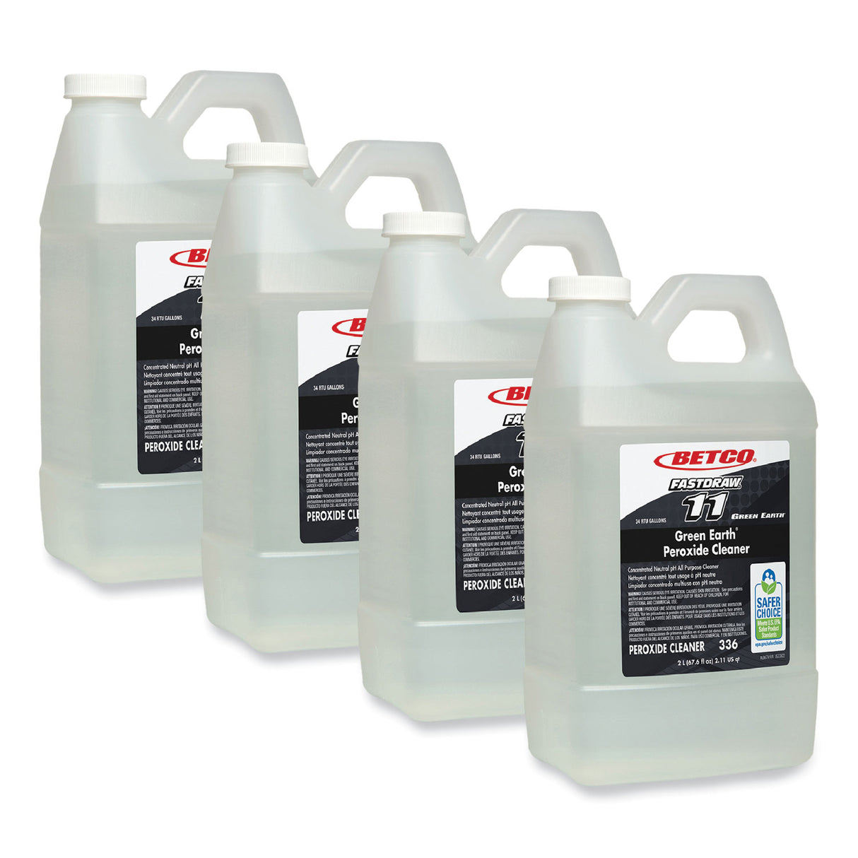 Betco Green Earth Peroxide Cleaner, Fresh Mint Scent, 2 L Bottle, 4/Carton (3364700)