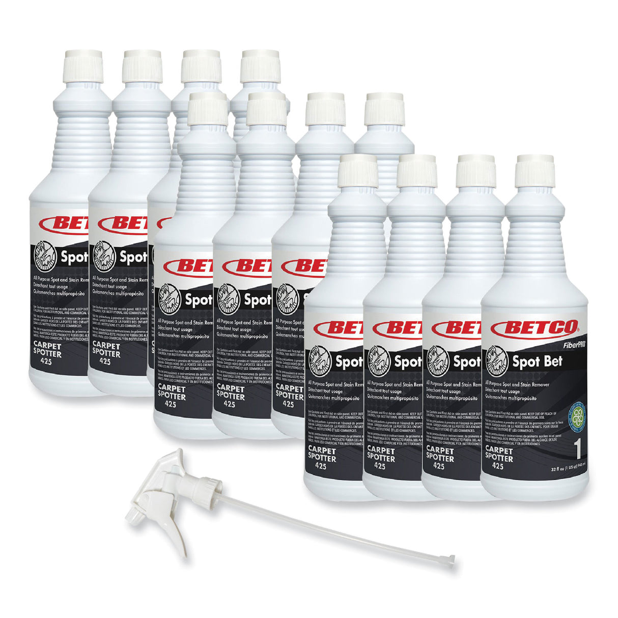 Betco FiberPro Spot Bet Stain Remover, Country Fresh Scent, 32 oz Bottle, 12/Carton (4251200)