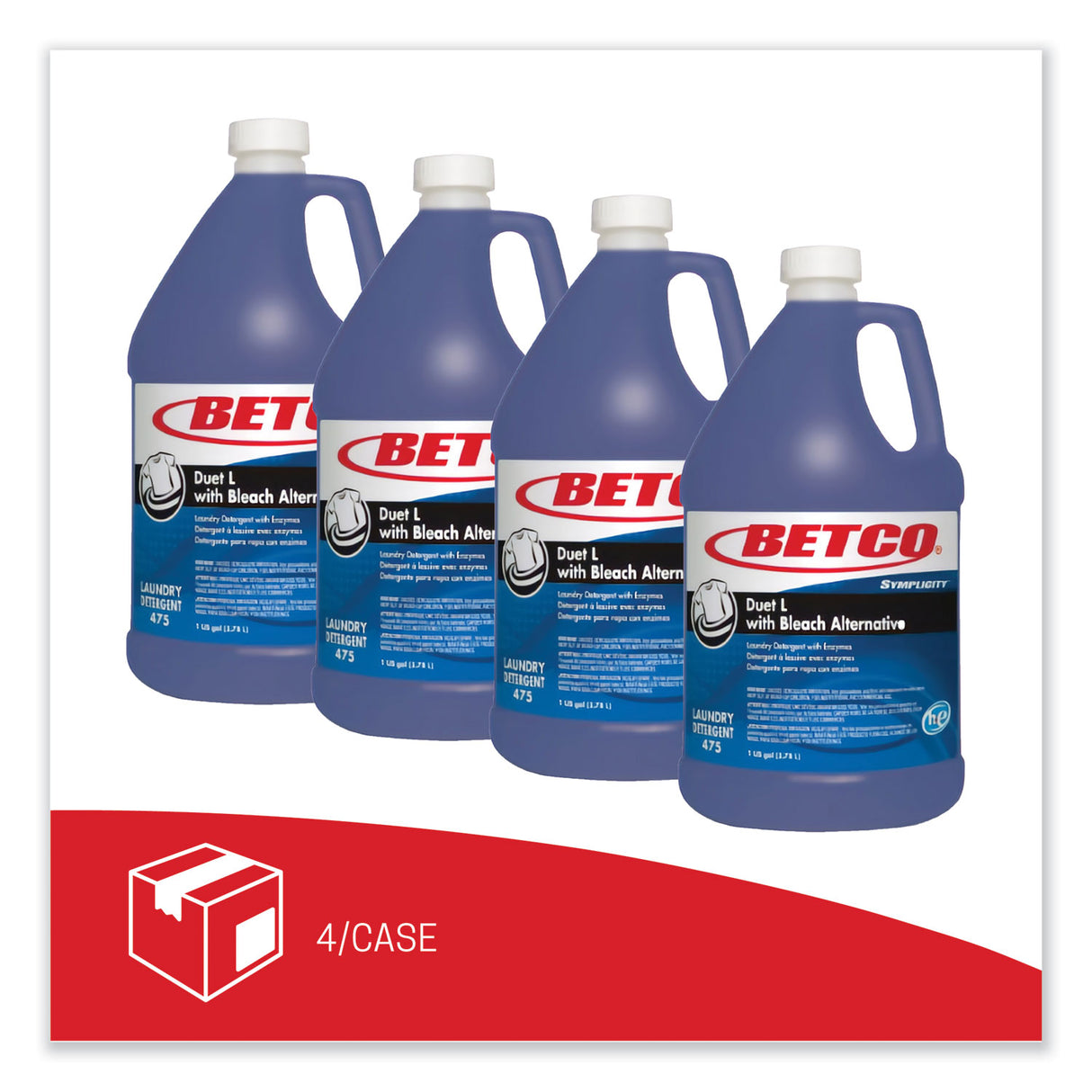 Betco Symplicity Duet L Laundry Detergent, 1 gal, Fresh Scent, 4/Carton (4750400)