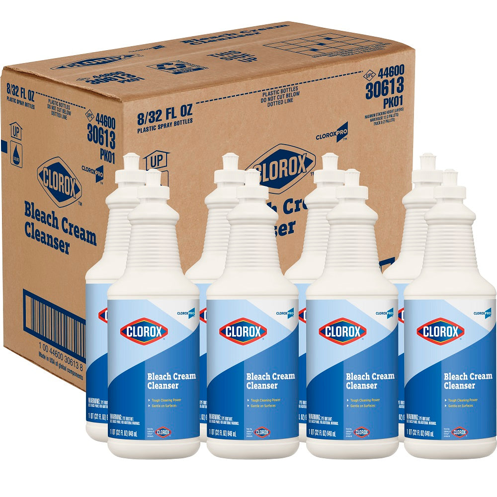Clorox Bleach Cream Cleanser, Fresh Scent, 32 oz Bottle, 8/Carton (30613)