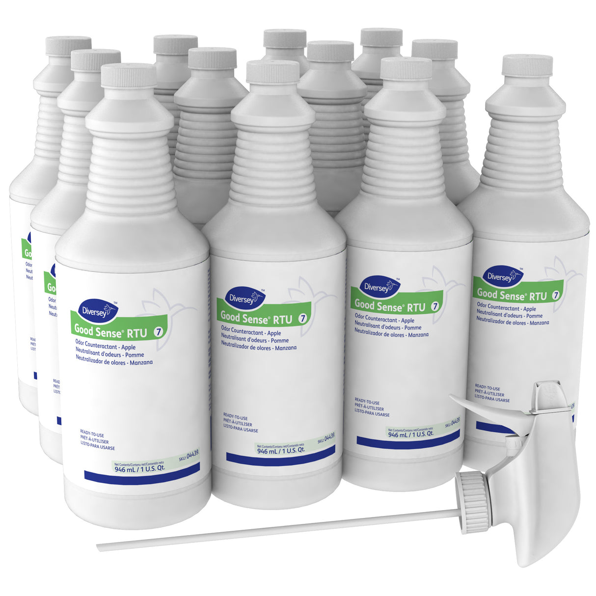 Diversey Good Sense RTU Liquid Odor Counteractant, Apple Scent, 32 oz Spray Bottle (04439)