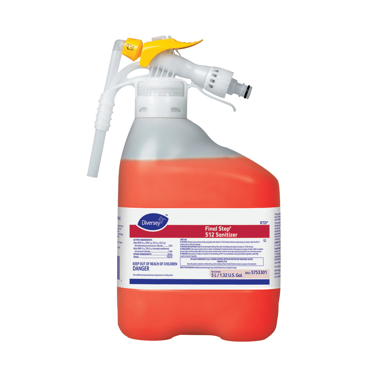 Final Step 512 Sanitizer, Red, 5 L RTD Refill, 1 Refill/Carton