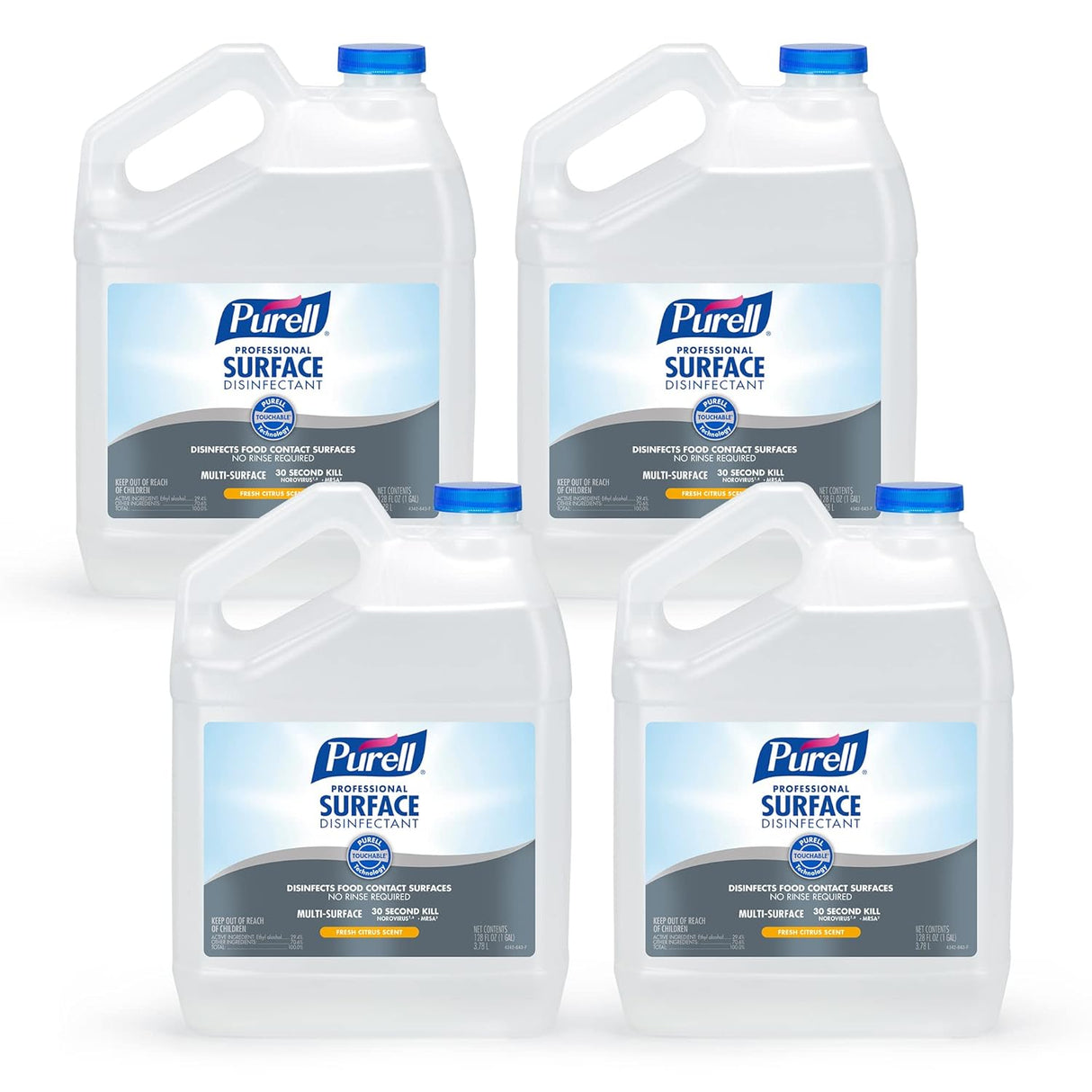 PURELL Professional Surface Disinfectant, Fresh Citrus, 1 gal Bottle, 4/Carton (434204)