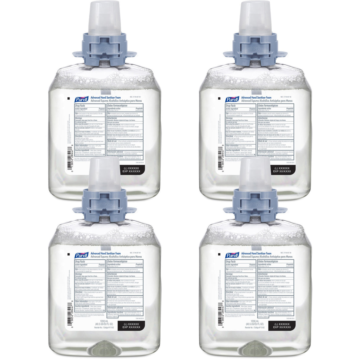 PURELL Advanced Hand Sanitizer Foam, For CS4 and FMX-12 Dispensers, 1,200 mL, Unscented, 4/Carton (519204CT)