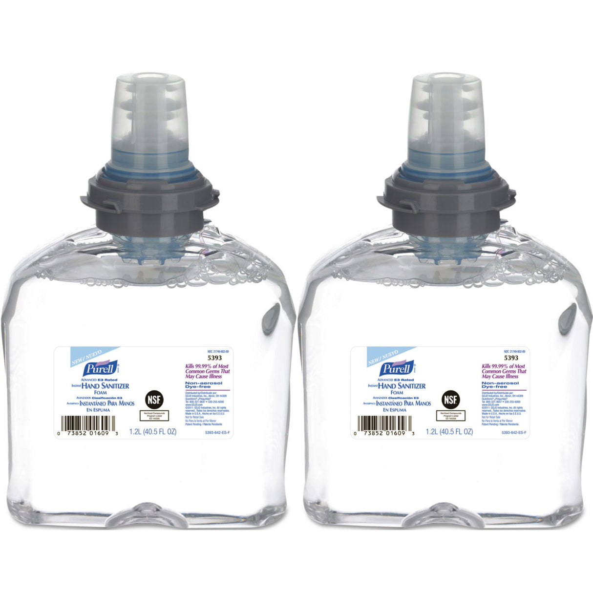 PURELL Advanced Hand Sanitizer E3-Rated Foam, 1,200 mL Refill, Fragrance-Free, 2/Carton (539302)