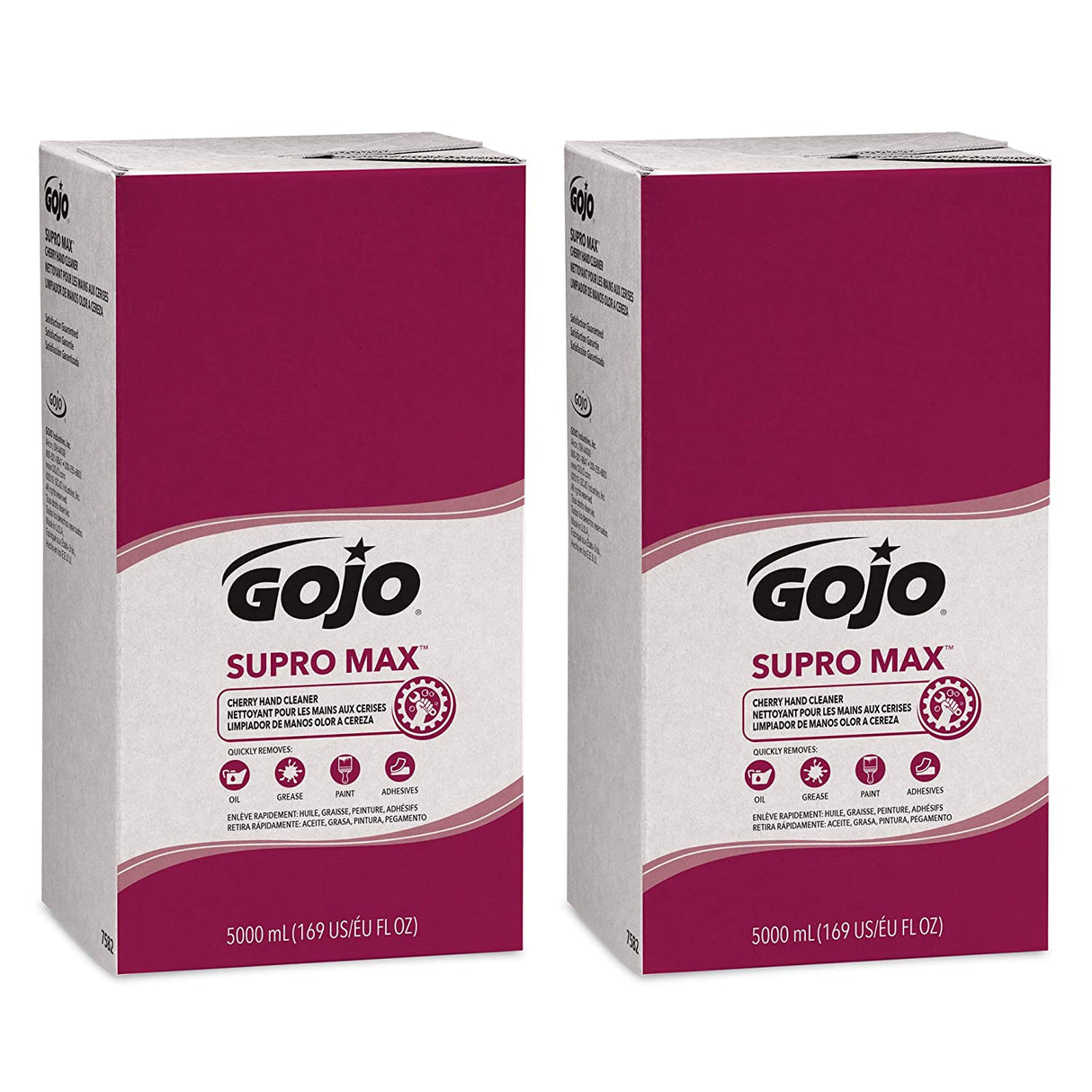 GOJO SUPRO MAX Hand Cleaner Refill, Cherry Scent, 5,000 mL, 2/Carton (758202)