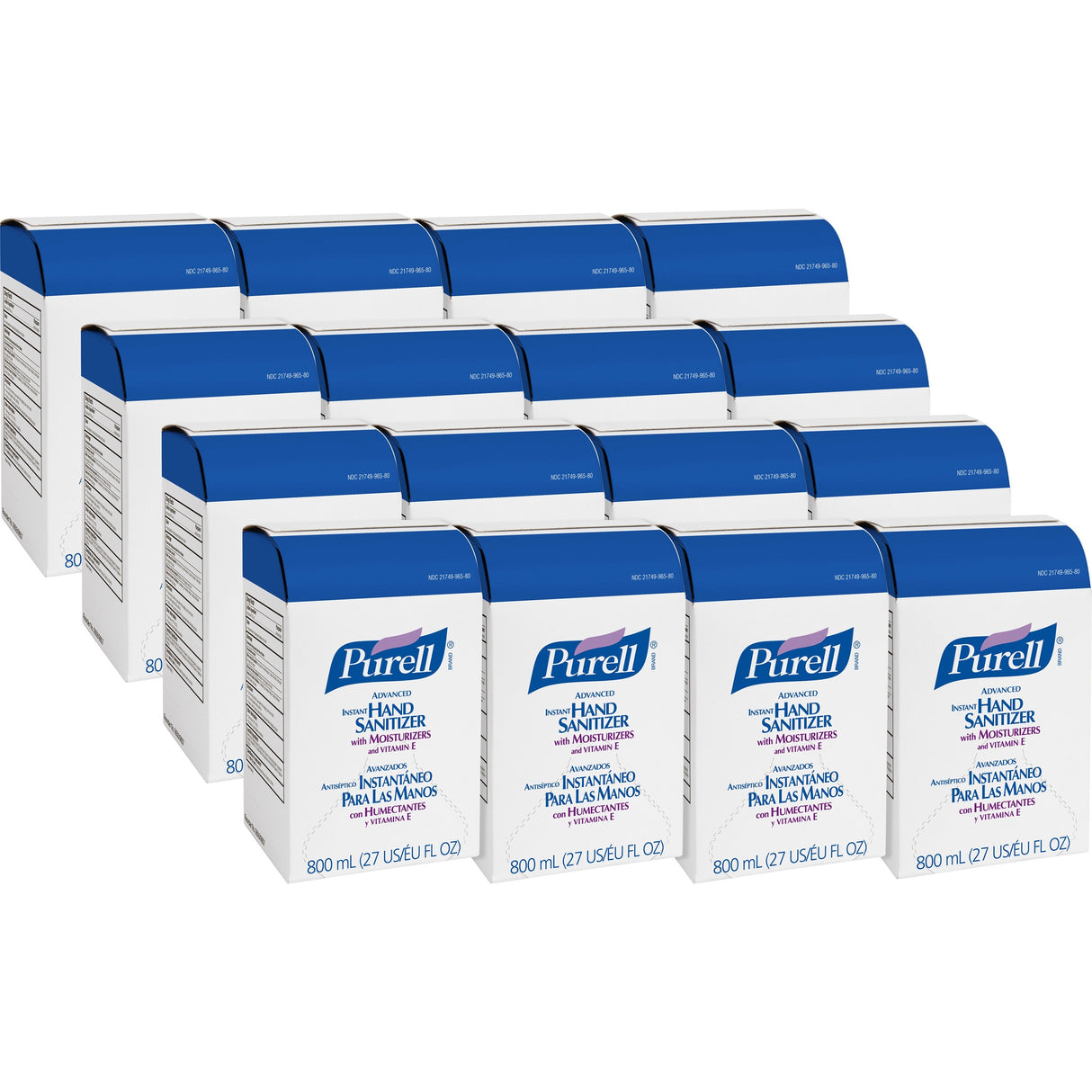 PURELL Advanced Hand Sanitizer Gel, Bag-in-Box, 800 mL Refill, Unscented, 12/Carton (965712)
